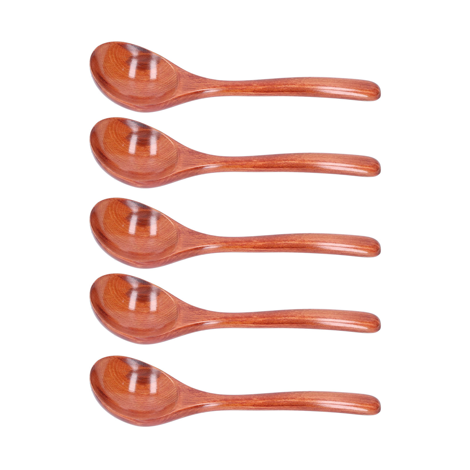 5 Holzlöffel Mit Langem Griff, Holzkelle Zum Mischen, Rühren Und Kochen, Dunkle Farbe