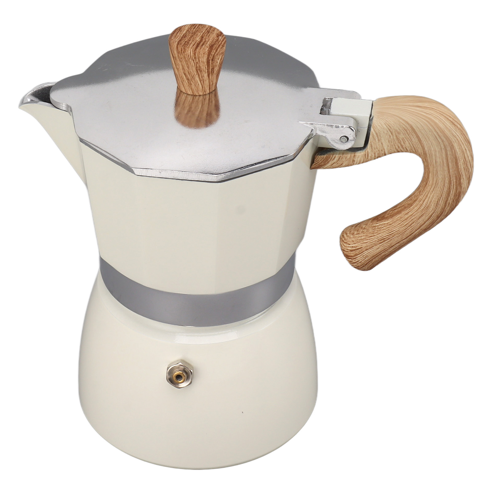 Moka-kaffeekanne, Achteckig, Aluminium, Klassisch, Tragbar, Handbrühkaffeemaschine, Moka-kanne Für Camping Und Zuhause, Weiß, 6 Tassen