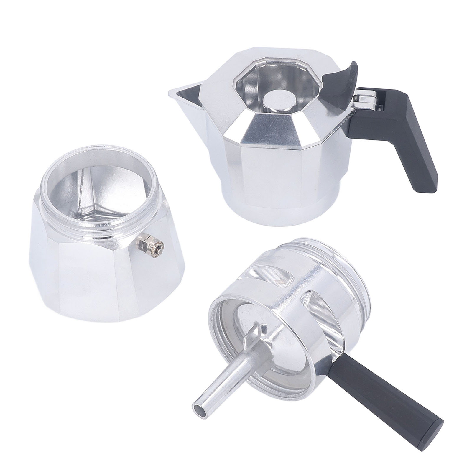 120 Ml Mokkakanne Mit Doppelventil, 2 Tassen, Aus Aluminiumlegierung, Für Zuhause Und Café, Naturfarbe