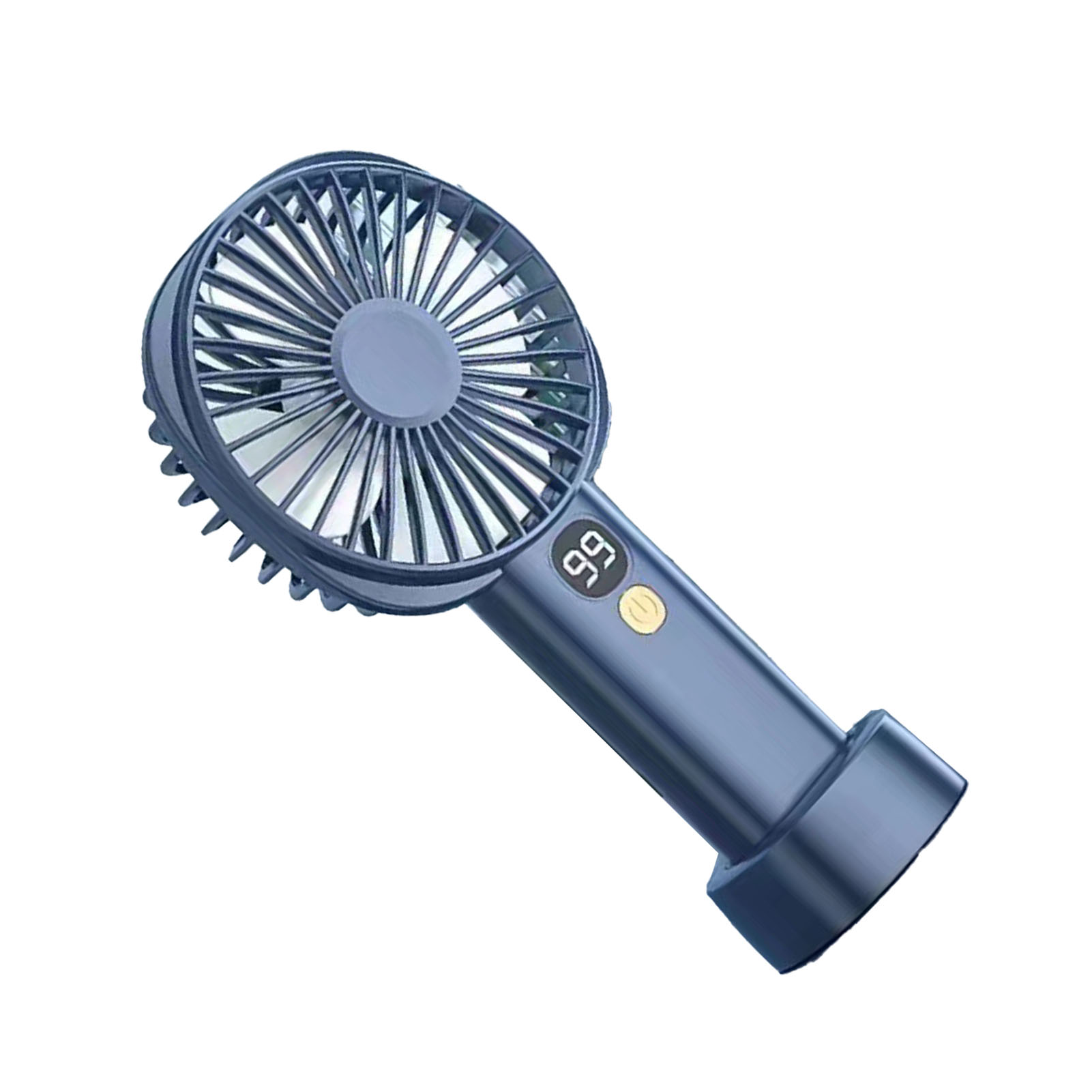 Tragbarer Handventilator, Usb-aufladbar, Akkubetrieben, 5 Geschwindigkeitsstufen, Leiser Mini-handventilator Mit Akkuanzeige, Dunkelblau