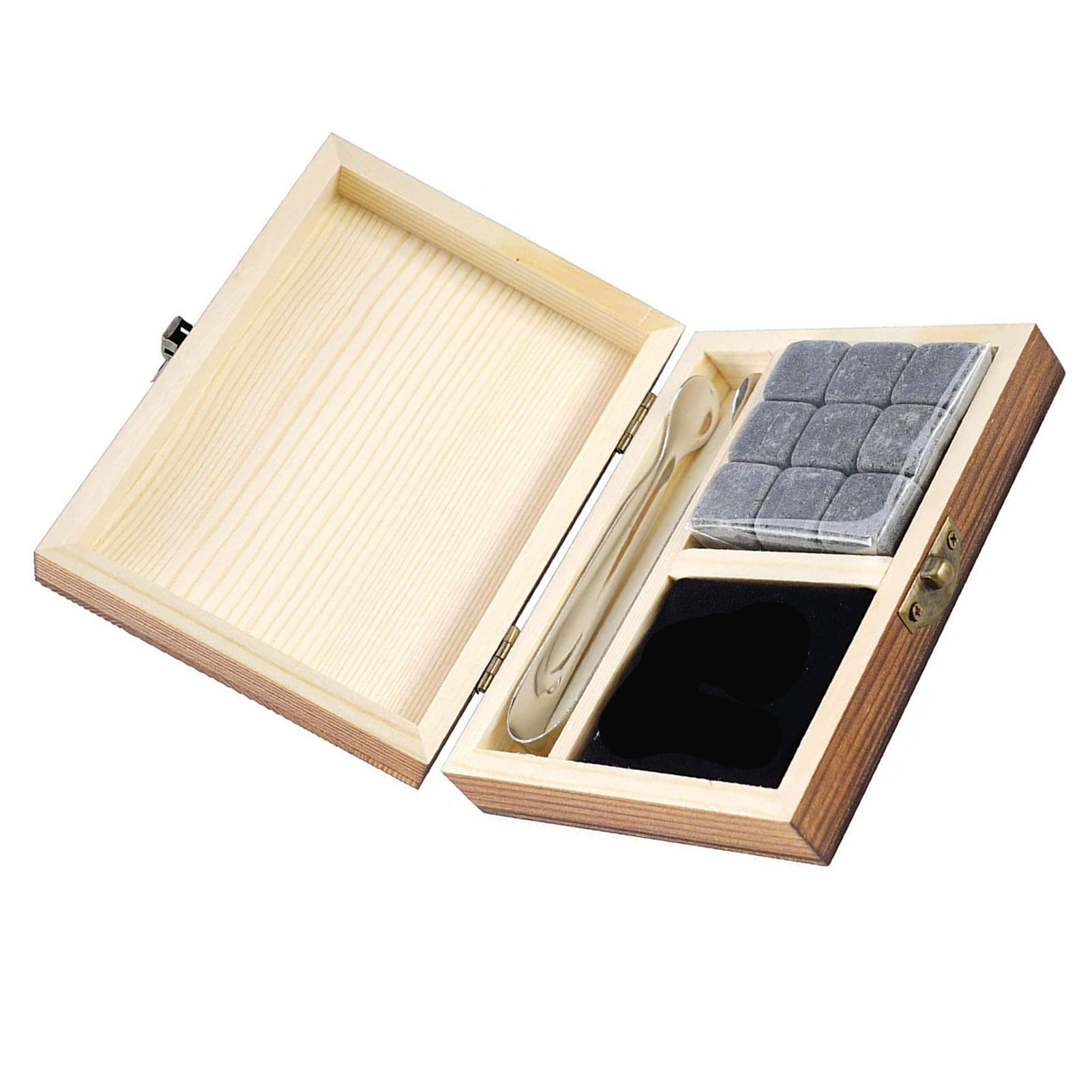 Wiederverwendbare Weinkühlsteine Aus Granit Für Getränke Und Whisky, Inklusive Geschenkbox Aus Holz