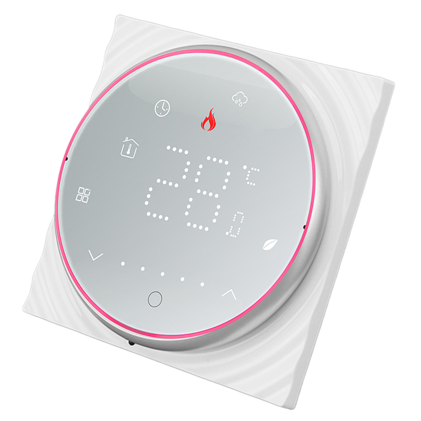 Intelligenter Thermostat Mit 1 Woche Programmierbarkeit, Led-anzeige, Rechteckigem Einbausockel, Digitaler Thermostat, Ac 95–240 V, Für Heizkessel, Weiß