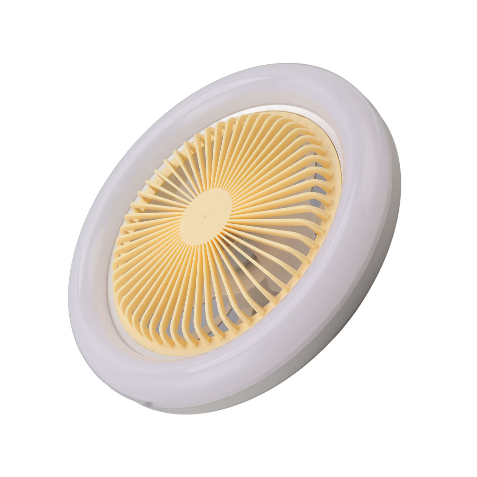10,2 Zoll (26 Cm) Led-deckenventilator Mit 30 W E27-fassung, Fernbedienung, 3 Windgeschwindigkeitsstufen, 3 Farben, Leiser, Geschlossener Betrieb, 85–265 V, Gelb