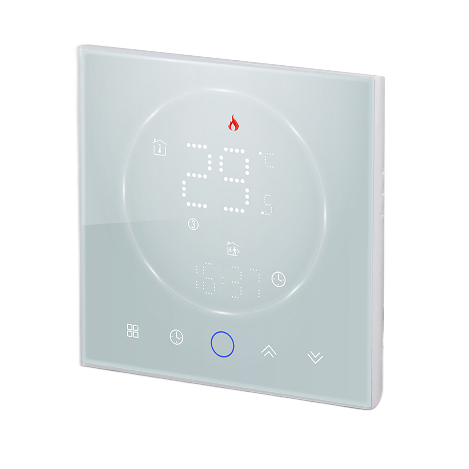 Kabelloser Smart-thermostat Für Zuhause, Präziser Programmierbarer Wandthermostat Für Heizkessel, Ac95–240 V, Quadratisch, Weiß