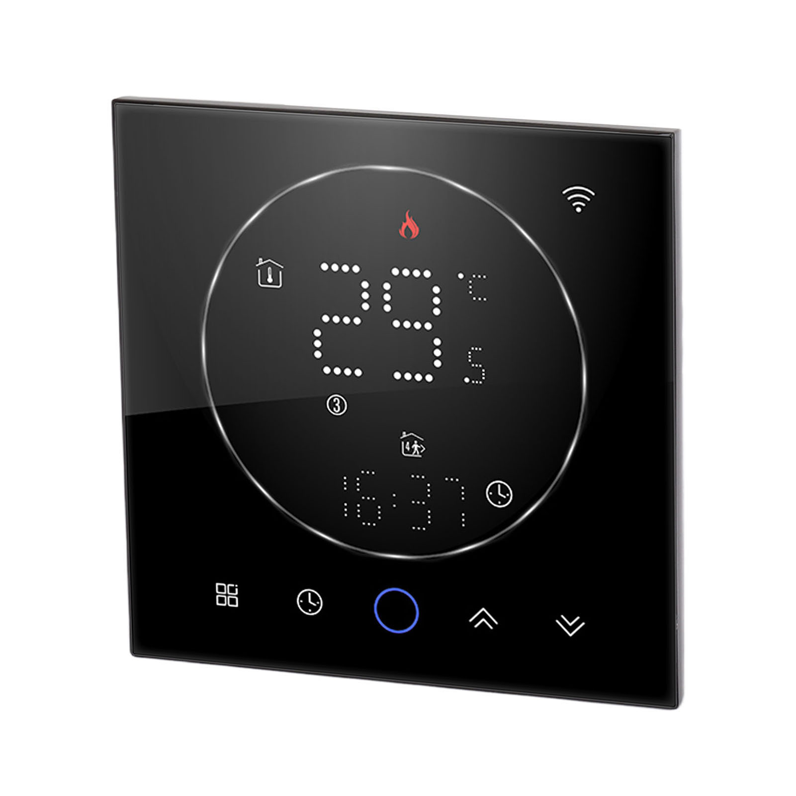 Programmierbarer Smart-home-thermostat Ac95240v, Sprachsteuerung, Led-display, Ip20, Energiesparender Wlan-thermostat Für Elektroheizungen, Schwarz