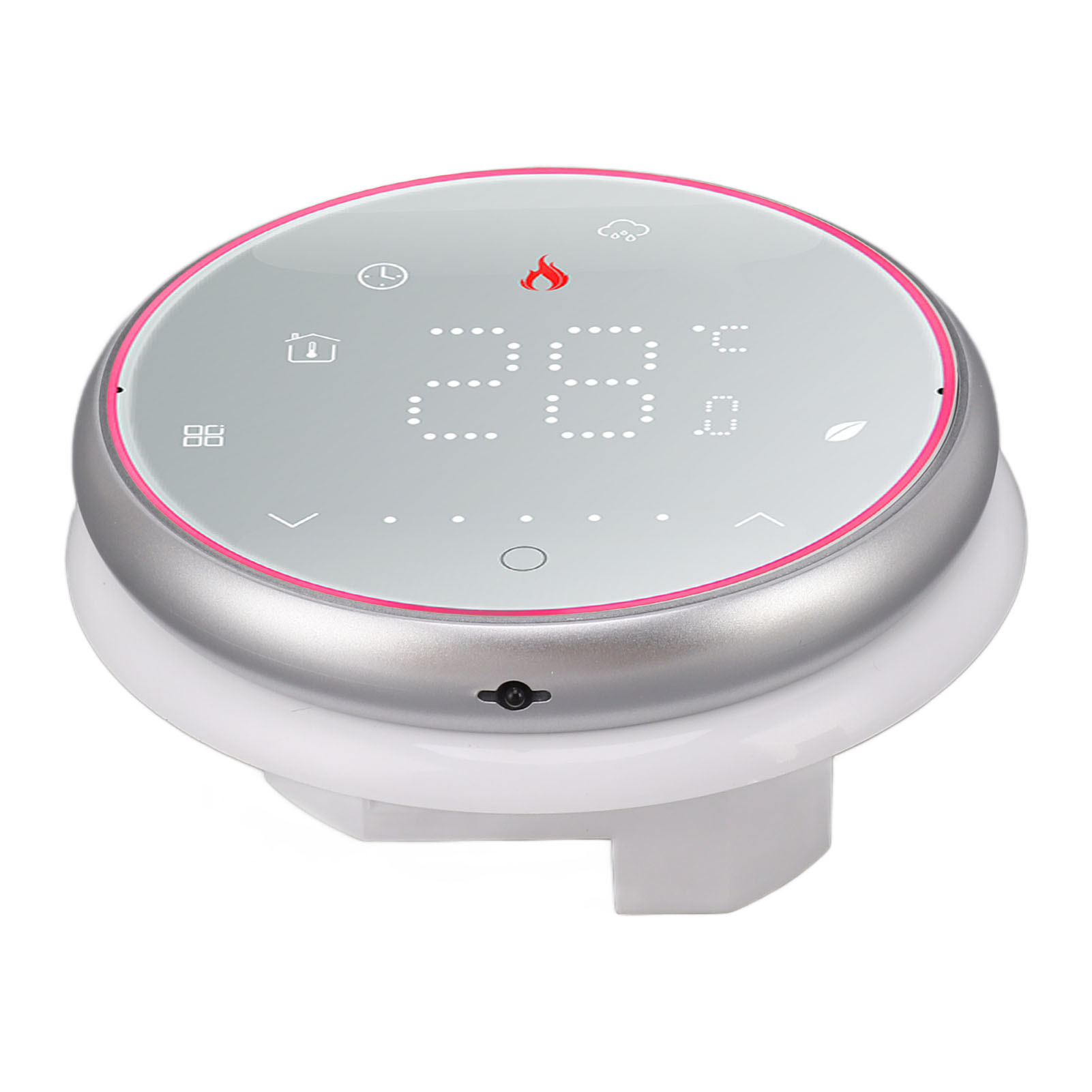Programmierbarer Thermostat Für Elektrische Heizung, Runder Sockel, 13 Mm Einbautiefe, Led-anzeige, Kabellos, Intelligenter Thermostat, Ac 95–240 V, Weiß