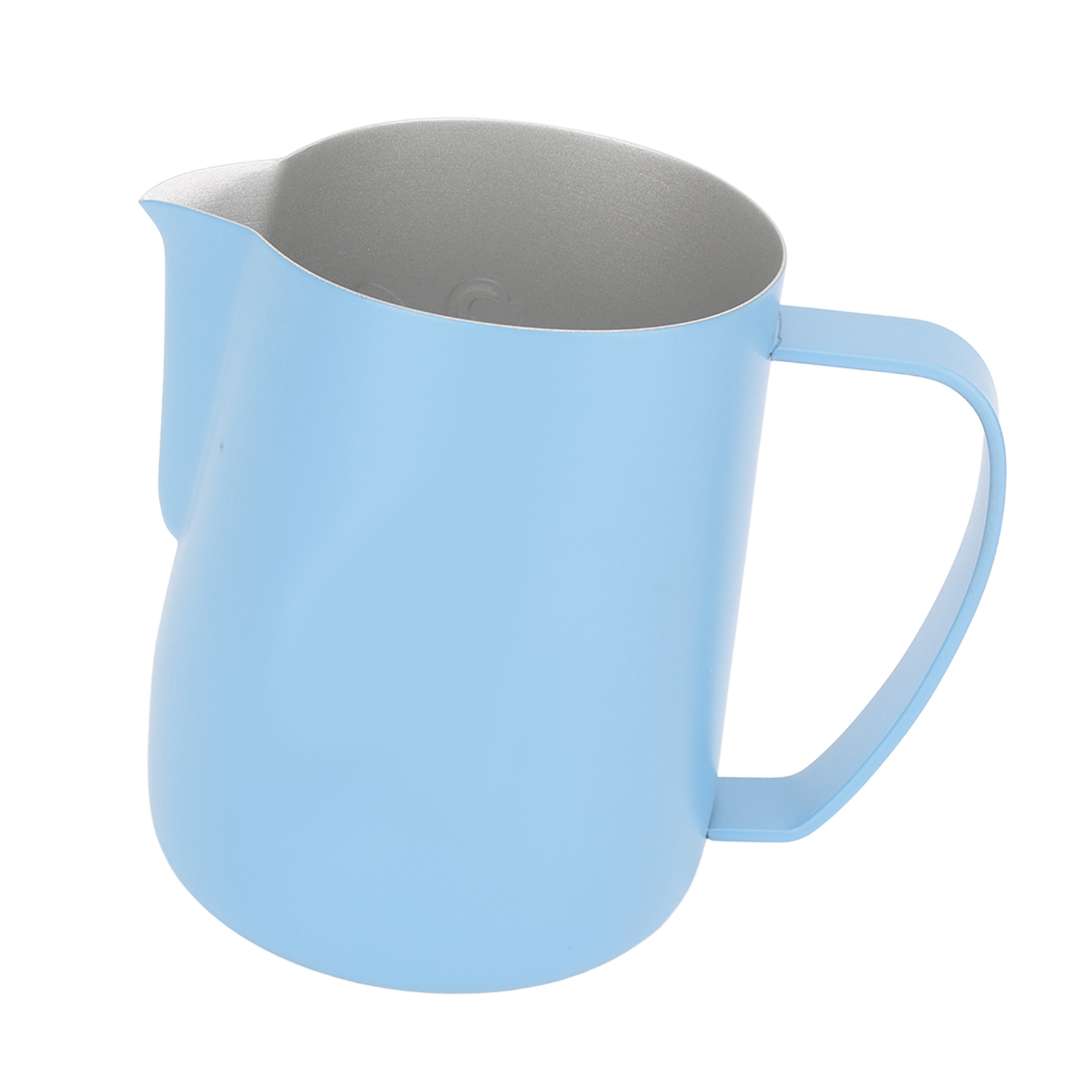 Kaffeekännchen Mit Abgeschrägtem Design, 450 Ml, Edelstahl, Milchaufschäumkännchen Für Kaffee Und Milch, Hellblau