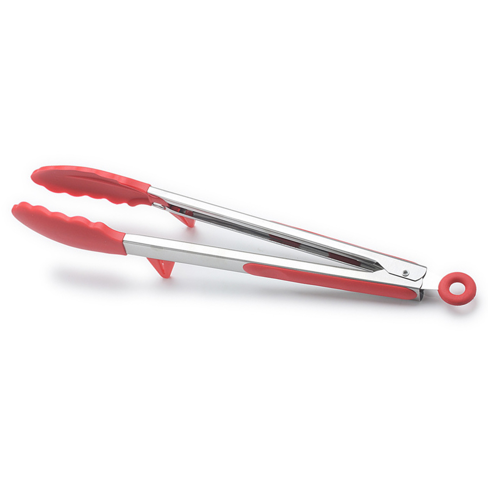 Küchenzange Mit Rutschfestem, Geruchsneutralem Silikongriff Und Halterung, Rot, 23 Cm (9 Zoll), Ideal Zum Grillen Und Für Küche Und Grill