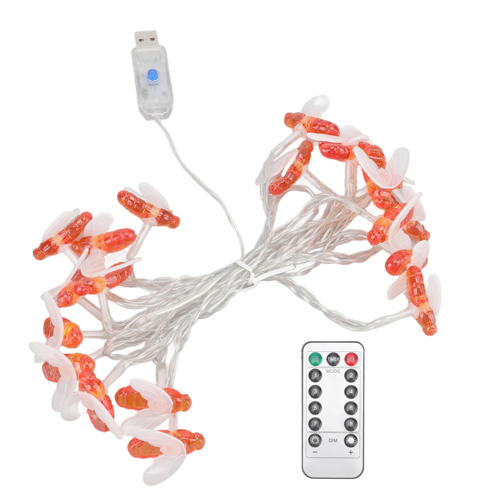Lichterkette In Bienenform, Wasserdicht, 20 Leds, Warmweißes Licht, Usb-anschluss, Für Garten- Und Balkondekoration