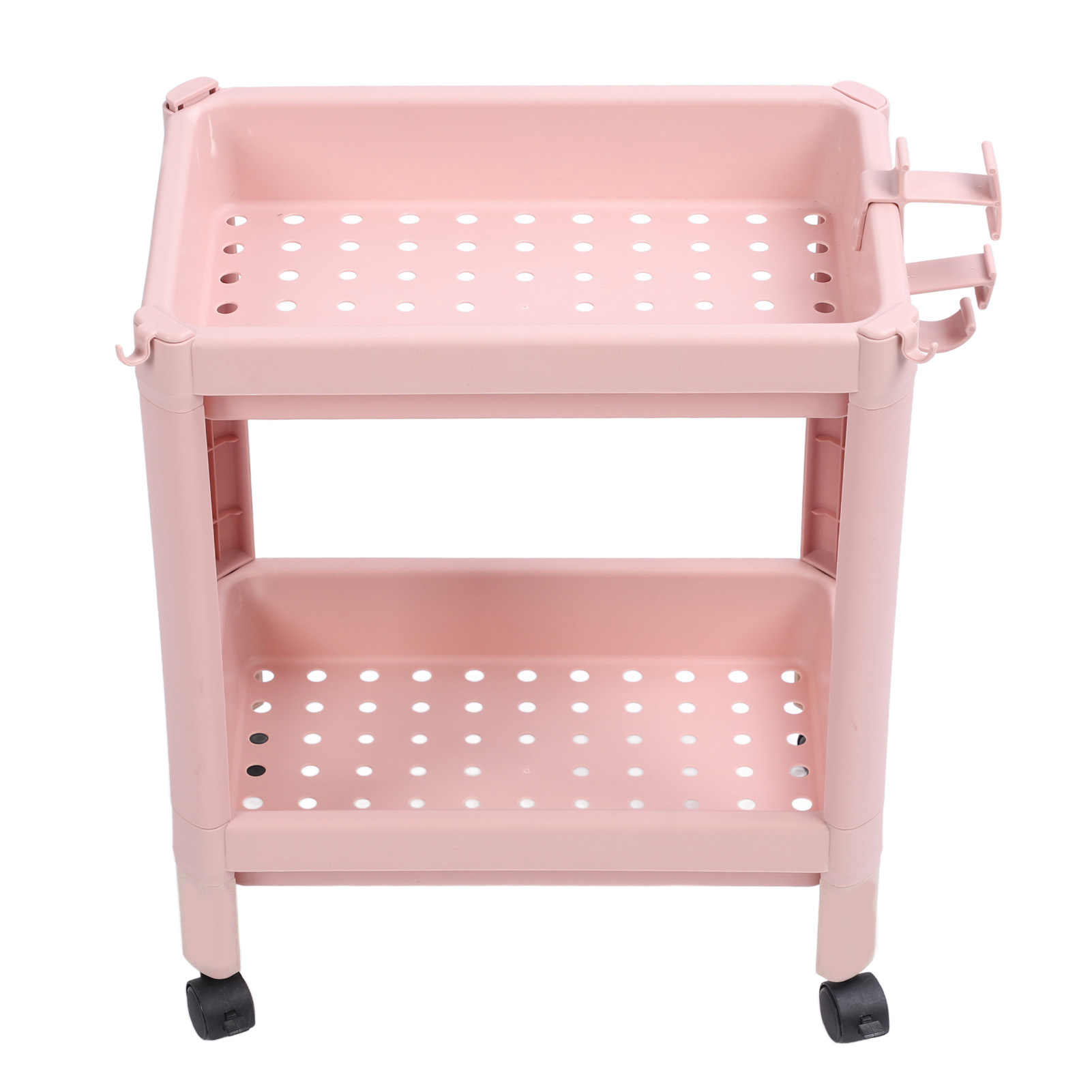 Badezimmer-bodenregal, Mehrlagig, Stabil, Langlebig, Freistehend, Eckregal, Rosa, 2 Ebenen (mit Rollen)