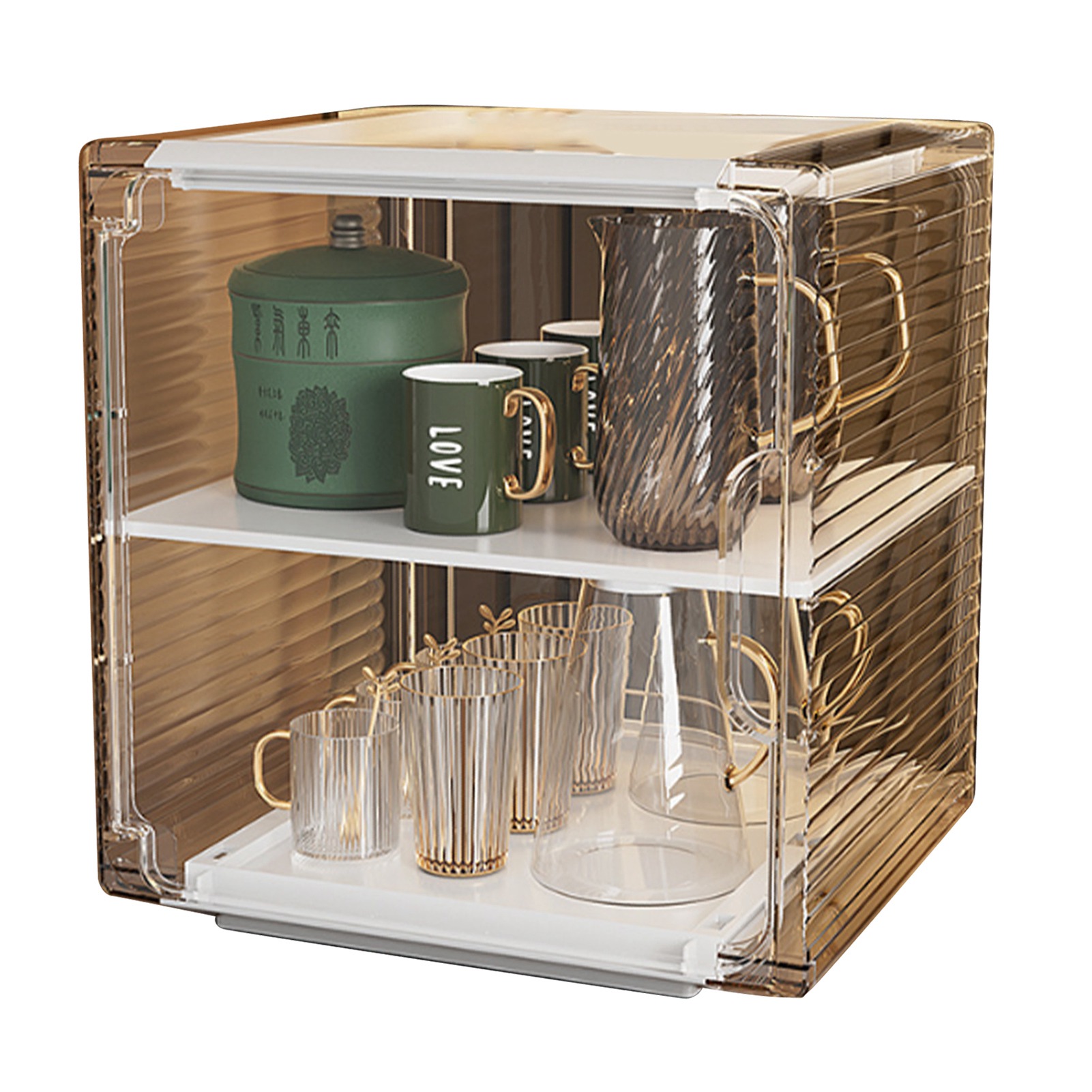 Robuster, Staubdichter Und Leicht Zu Reinigender Acryl-wasserflaschenhalter Für Schrank Und Schreibtisch, Mittelgroß, 2-lagig, Weiß