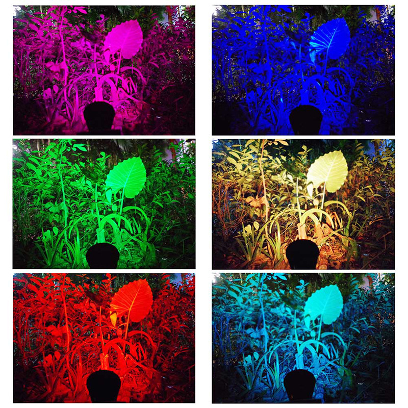 Bodenleuchte Aus Farbigem Abs-kunststoff Mit Doppelt Drehbarem Gelenk, Solar-strahler Für Garten, Terrasse Und Hof, 7 Weiße Leds