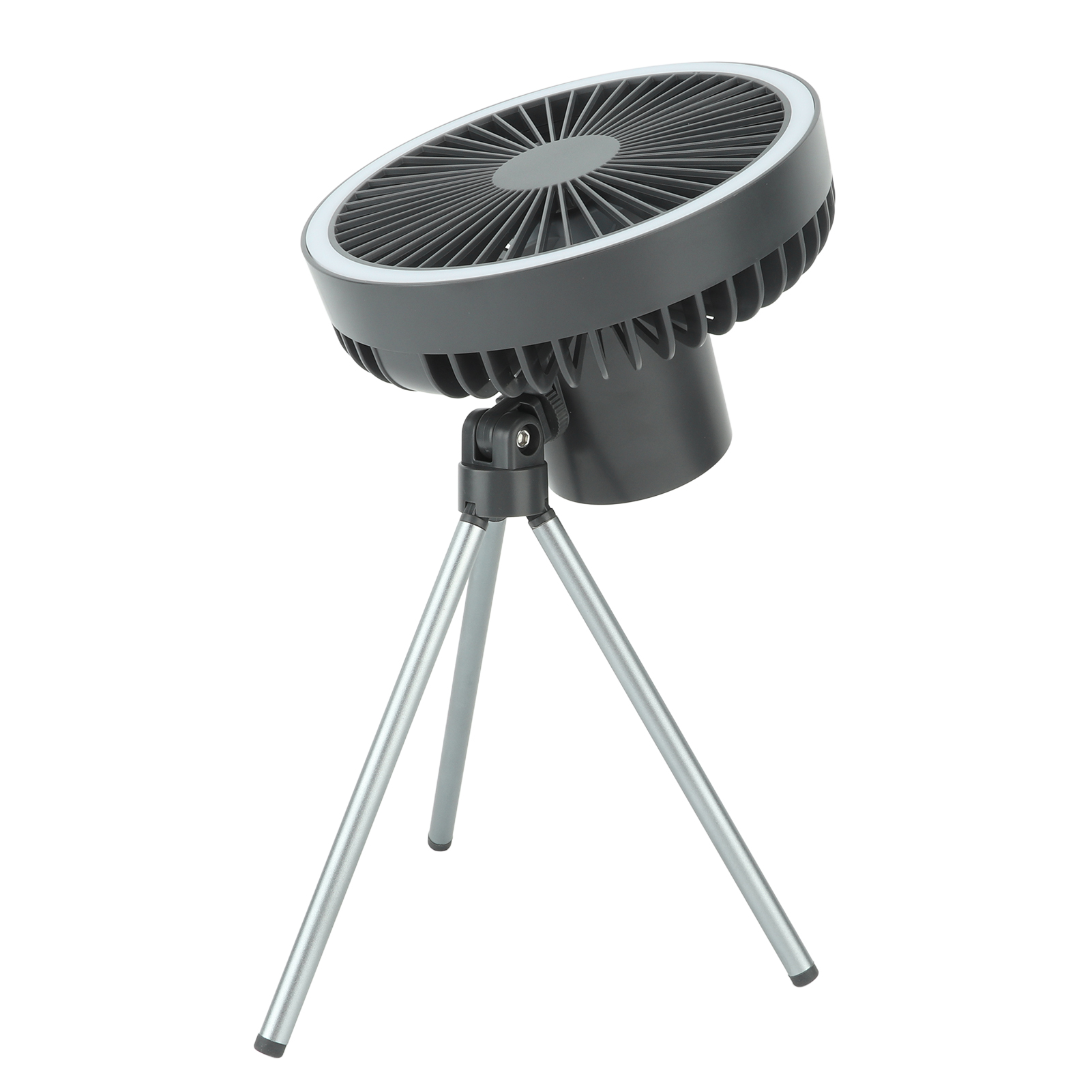 10000mah Usb-stativ-campingventilator, Tragbarer Outdoor-campingventilator Mit Licht Und Powerbank, Grau