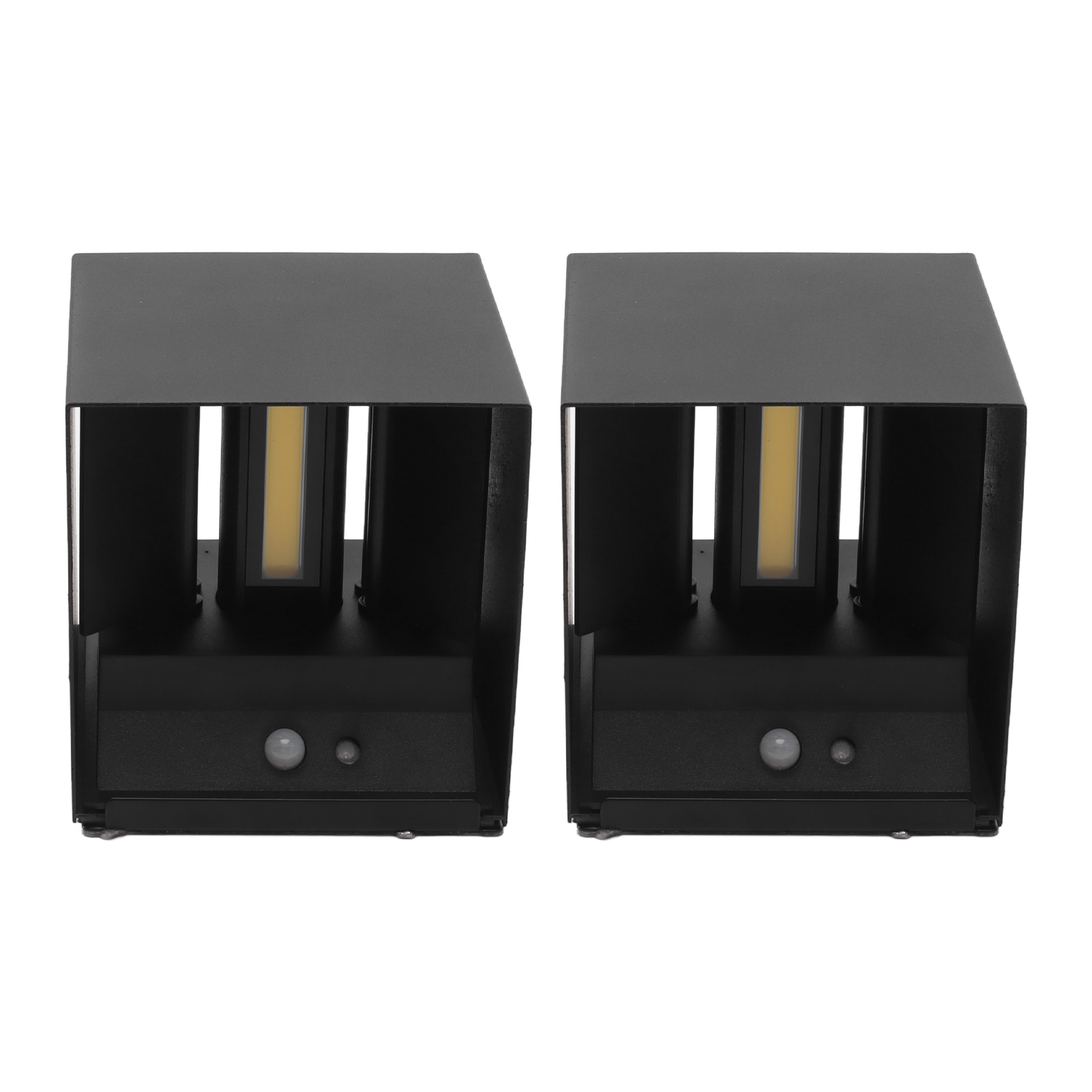 2er-set 6w Led-wandleuchten Mit Magnetfuß Und Bewegungsmelder, Quadratisch, Warmweißes Licht, Nach Oben Und Unten Gerichtet, Für Innenräume, Flure, Schwarz