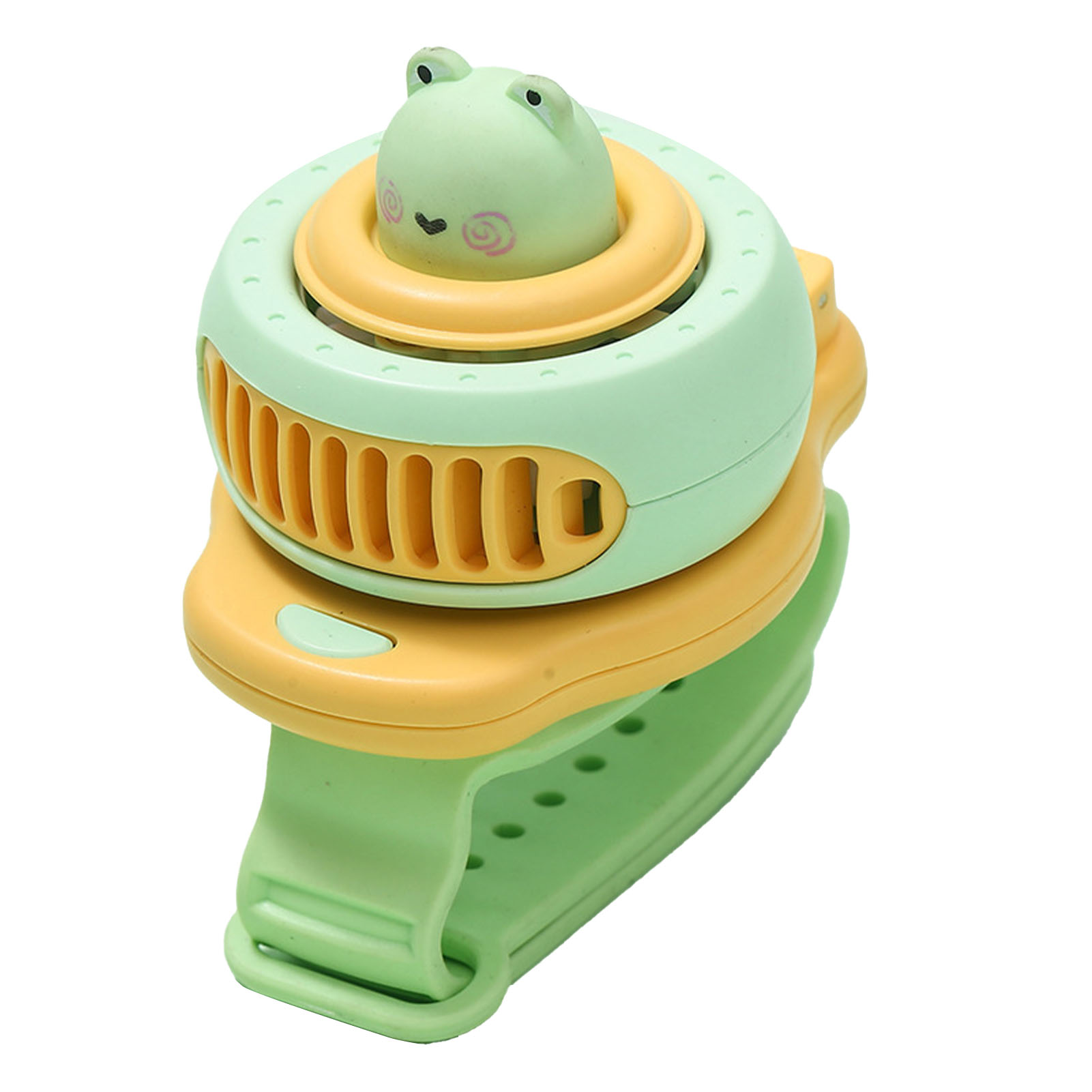 Innovativer Cartoon-kinderuhr-ventilator Mit Usb-anschluss, Tragbar, Klein, Mini-handring-ventilator, Grün