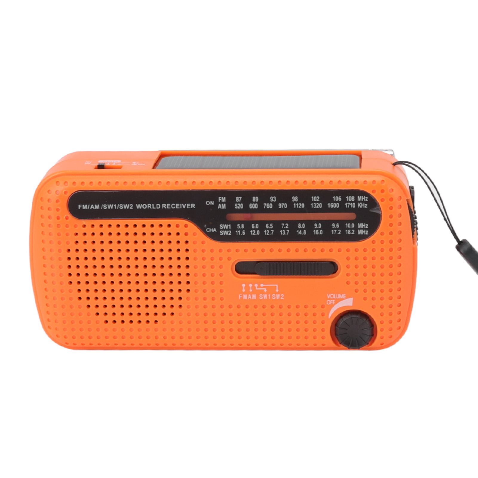 Kurbelradio Am/fm Sw1/sw2 Solar-notfallradio Mit Led-taschenlampe Für Camping, Orange