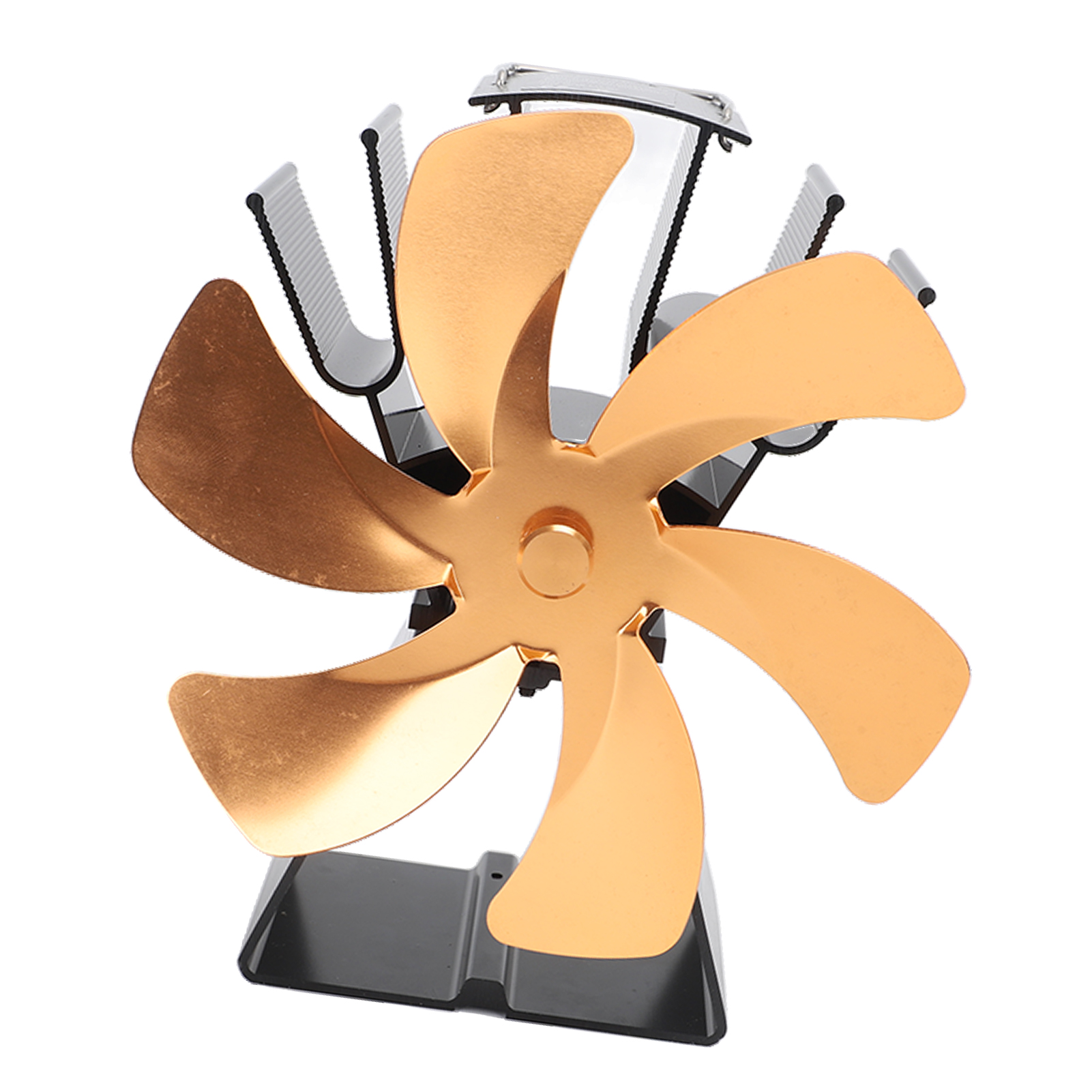 6-blatt-ofenlüfter Aus Aluminiumlegierung Mit Manueller Steuerung, Tischventilator Für Holzöfen Und Pelletöfen, Gold