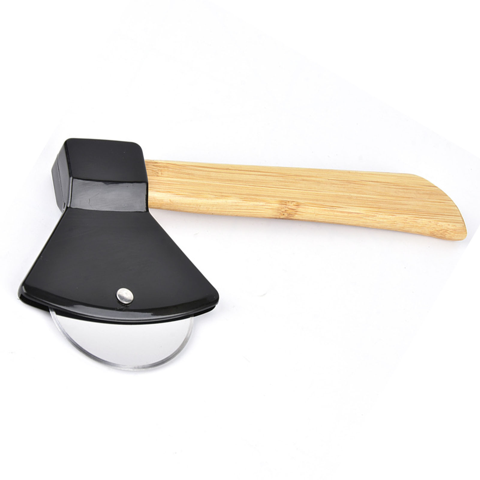 Pizzamesser Aus 430er Stahl Mit Pp-bambusgriff, Ergonomisch Geformt, Abgerundet, Für Zuhause Und Restaurants, Schwarz