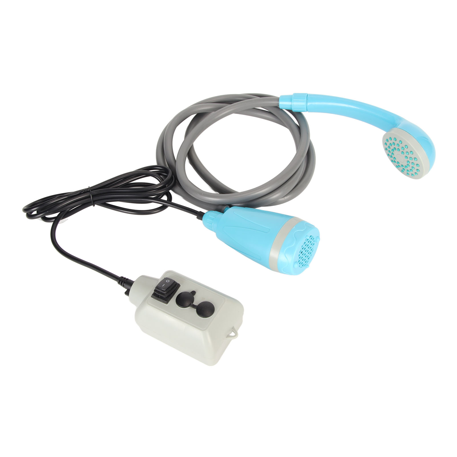 Tragbares Outdoor-duschset, Usb-wiederaufladbar, Camping-duschset Mit Wasserpumpe, Blau