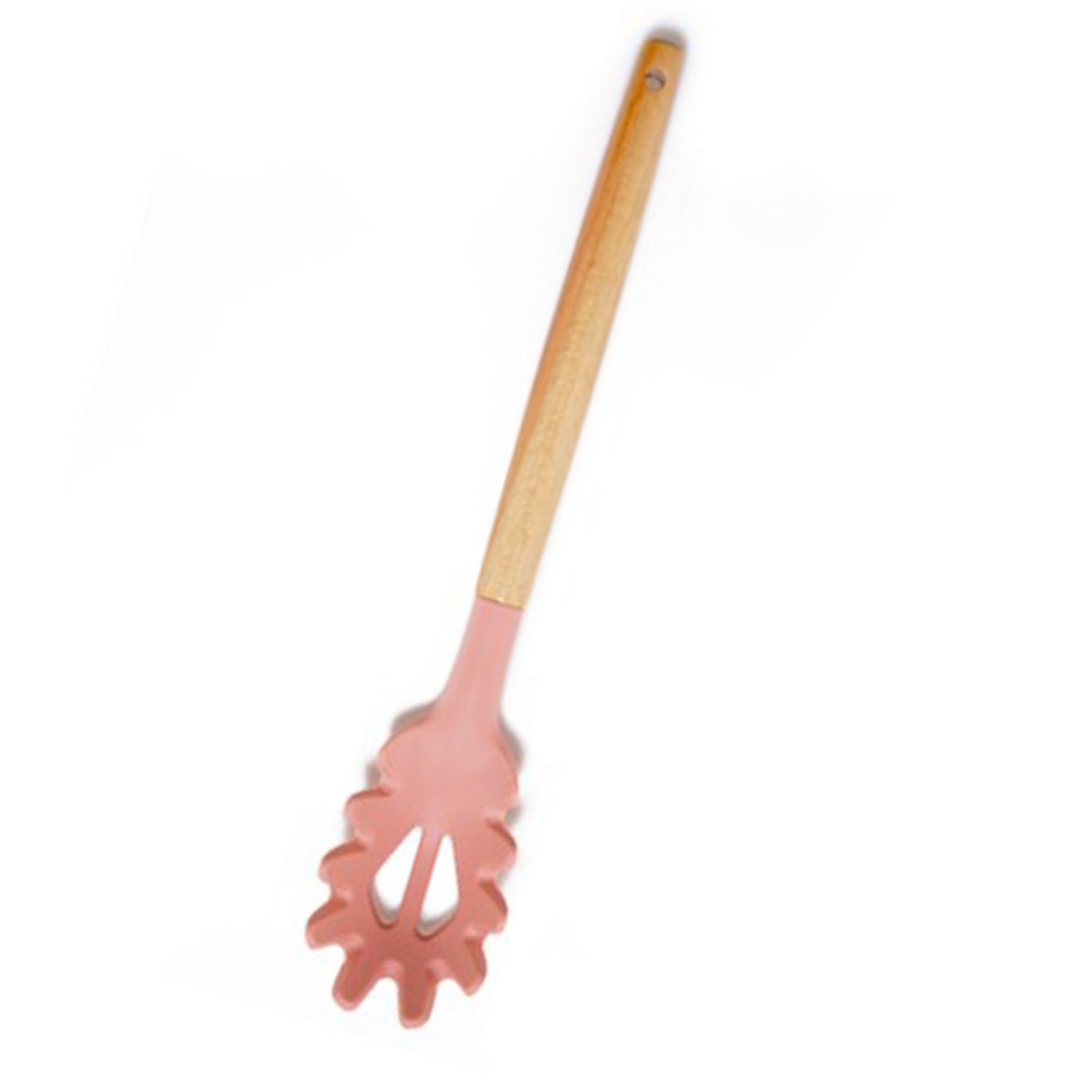 Silikon-pastalöffel Mit Rosa Holzgriff, Hitzebeständig, Komfortabler Griff, Ideal Für Nudeln