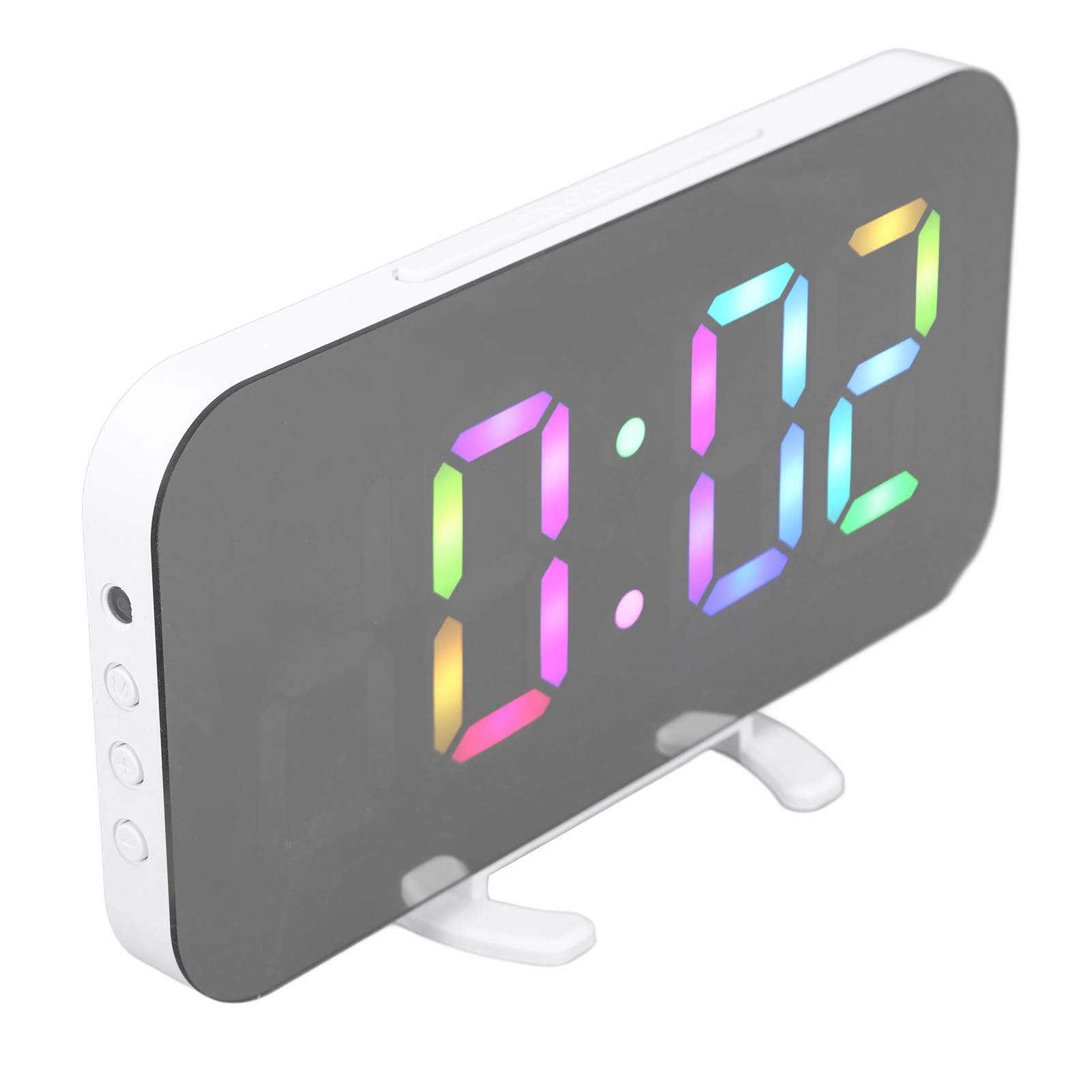 Led Rgb Digitalwecker 6,5 Zoll Smart Mirror Wecker Mit Dynamischen Farben, Nachttisch-led-digitaluhr Für Zuhause, Studentenwohnheim, Büro, Weiß