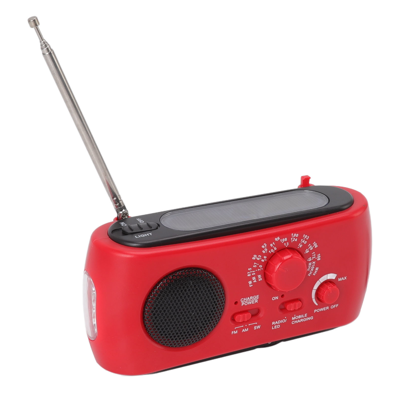 Notfallradio Mit Multifunktionalem Am/fm/swp-modus, Tragbarer Powerbank, Solar-kurbelradio Für Camping Und Outdoor-aktivitäten, Rot