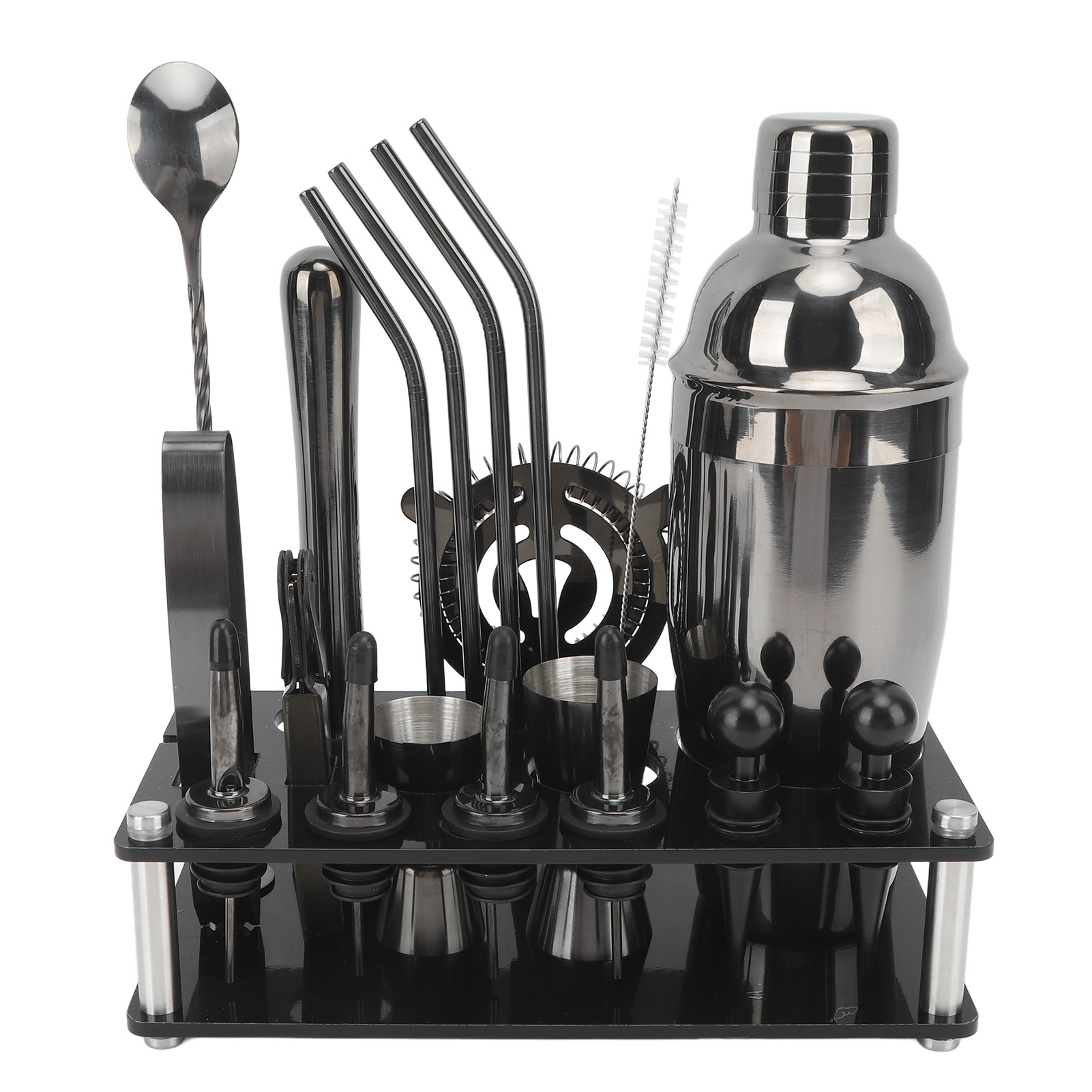 Cocktailshaker-set, Barzubehör, Edelstahl, Schwarz