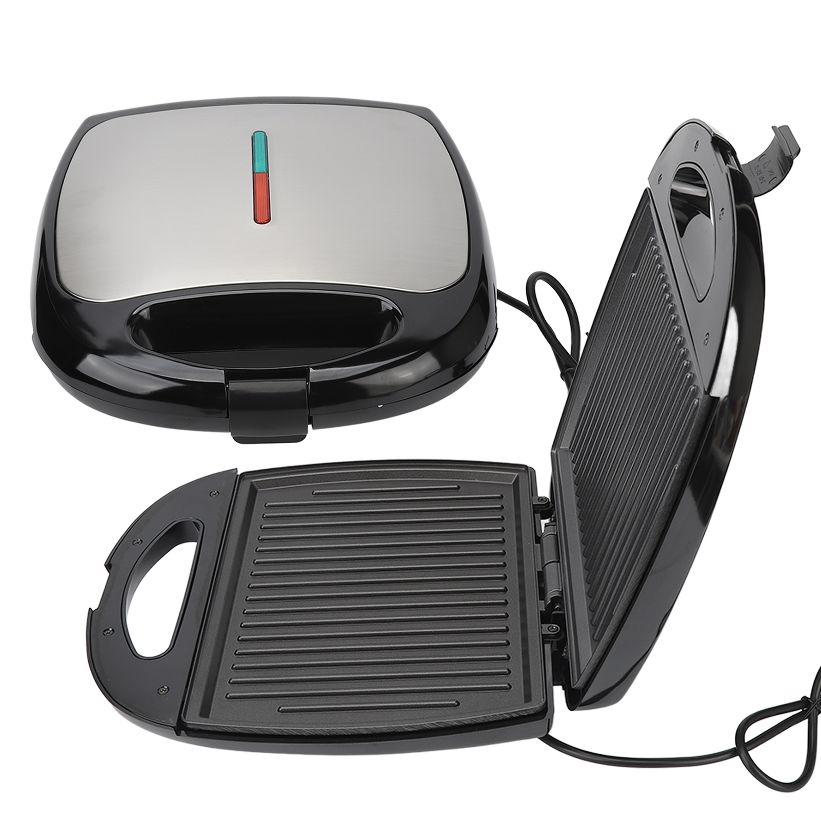1000-w-sandwichmaker Mit Antihaftbeschichtung, Doppelseitig Wendbar, Elektrischer Panini-grill Für Frühstück Und Picknick