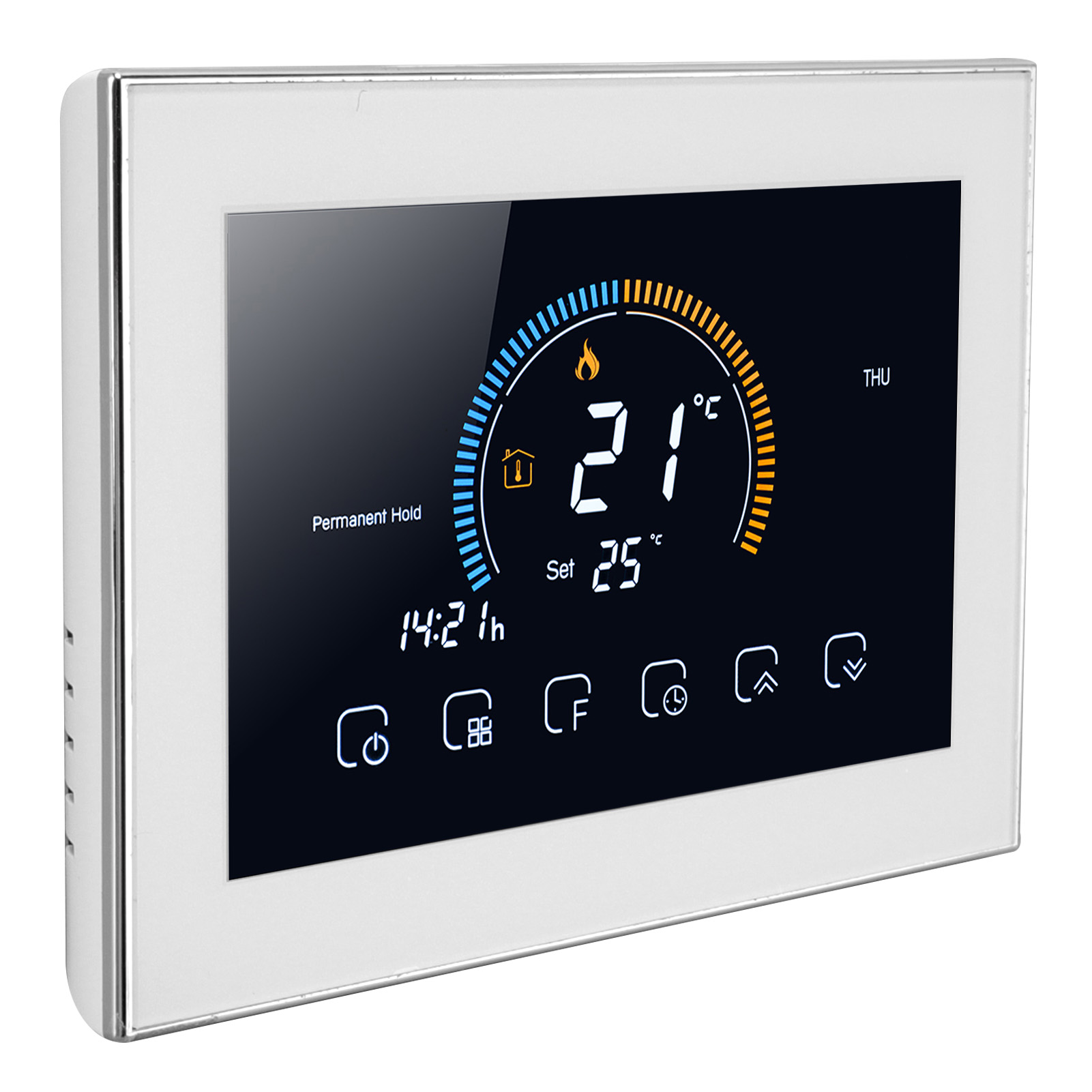 Bht 8000gb Intelligenter Programmierbarer Raumthermostat Mit Sprachsteuerung Per App, Lcd-touchscreen, Ac 95–240 V, Weiß