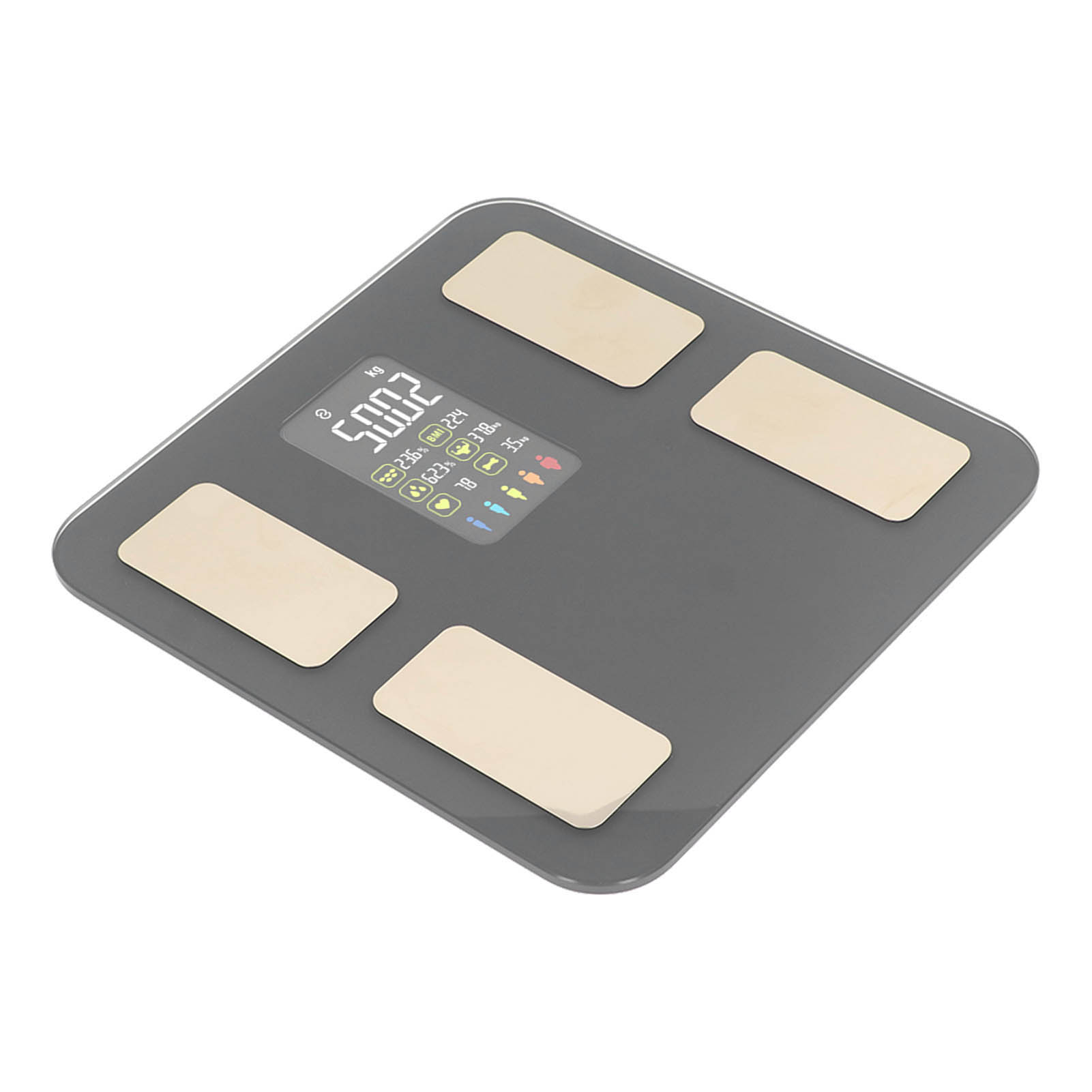 Intelligente Körperwaage Mit Farbdisplay, 300 Mhg Messbereich, Hohe Genauigkeit, 5–180 Kg, Digitale Bluetooth-waage Zur Bmi-messung, Ladefunktion, Grau