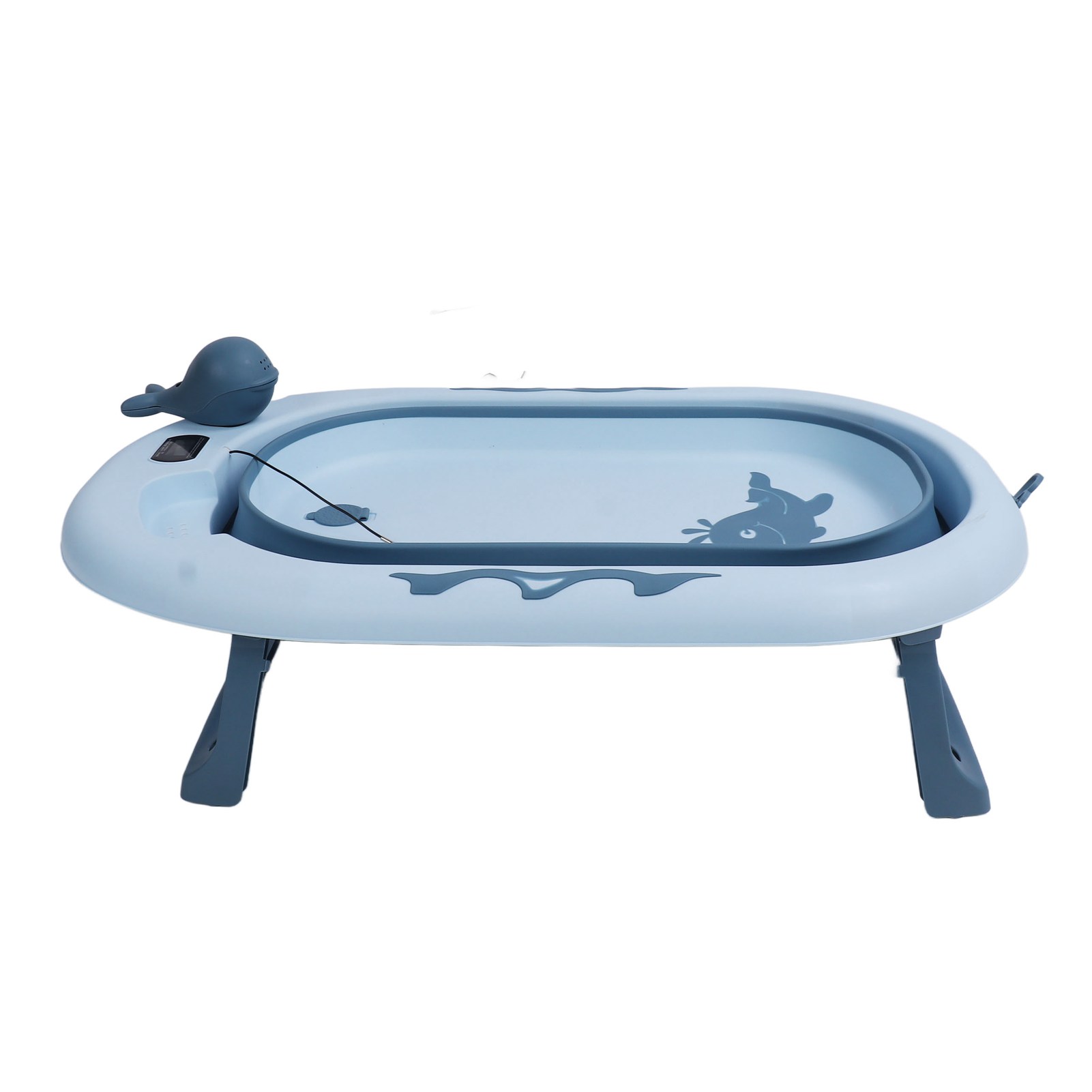 Faltbare Babybadewanne Mit Temperaturfühler, Faltbar, Dickwandig, Zum Sitzen Und Liegen Geeignet, Saphirblau