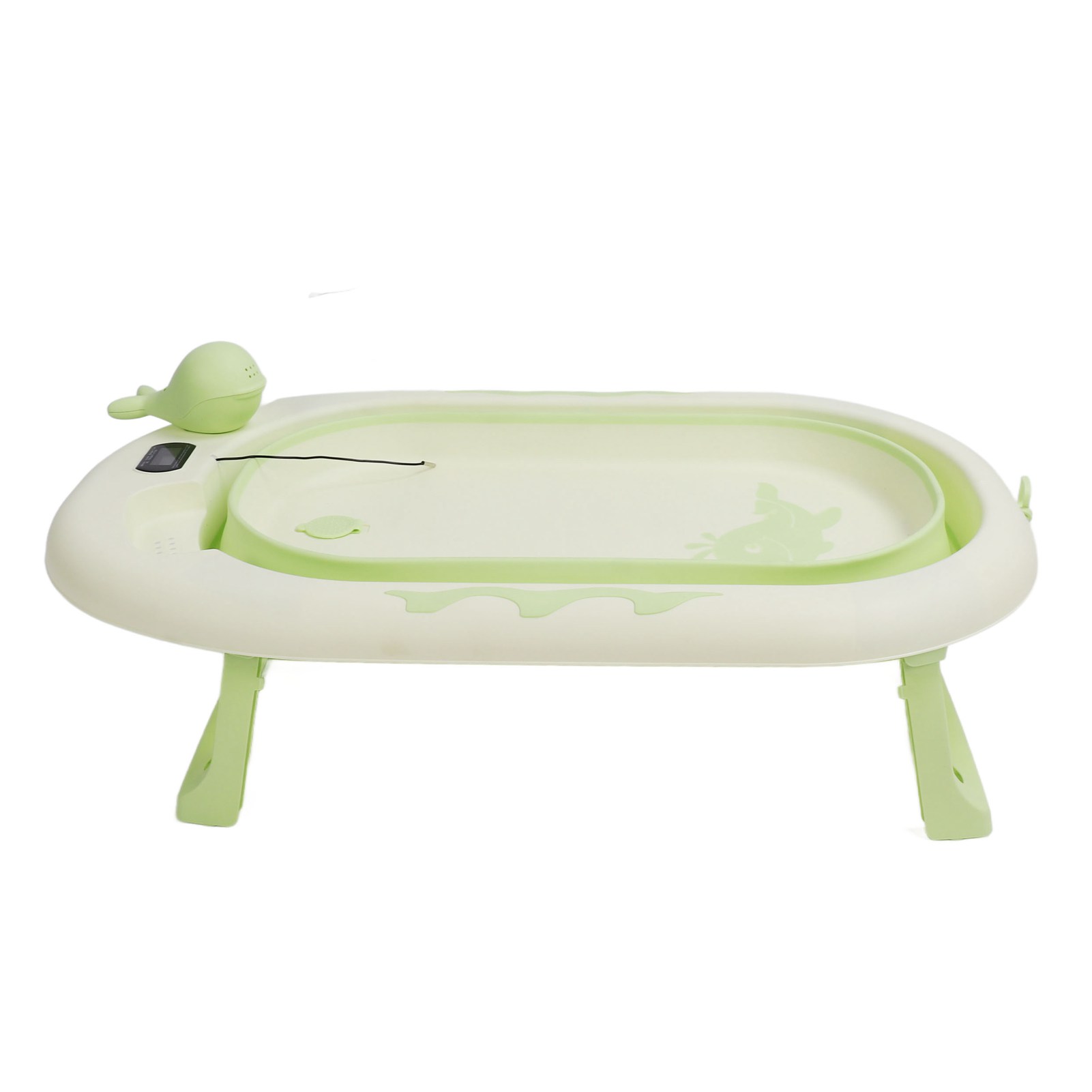 Faltbare Babybadewanne Mit Temperaturfühler, Faltbar, Dickwandig, Zum Sitzen Und Liegen Geeignet, Zartes Weidengrün