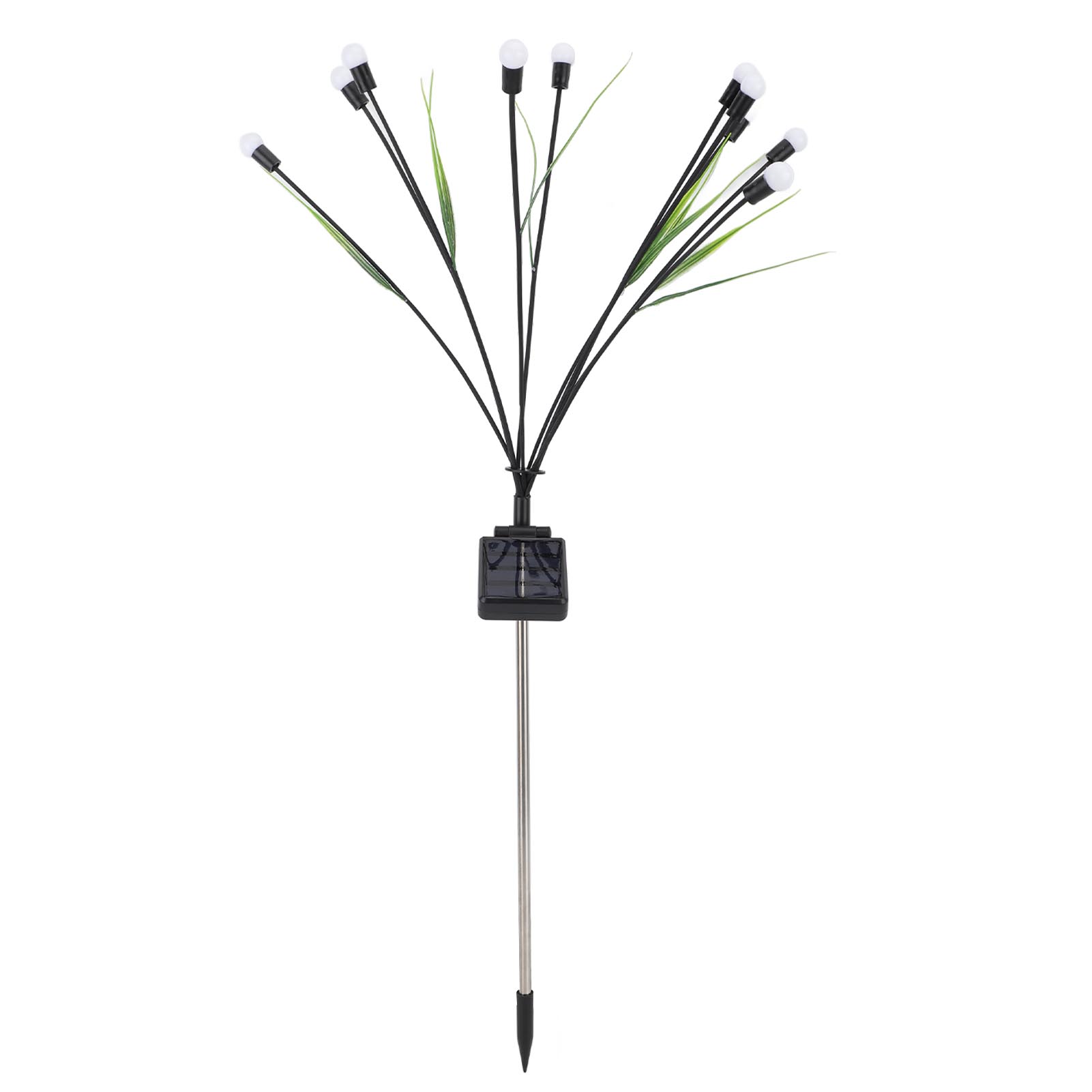 Led-glühwürmchenlichter 800mah Ip65 Wasserdicht Solar-glühwürmchen-dekorationslichter Für Weihnachten, Hochzeiten, Garten, Warmweiß, Schwarzer Stab Mit Blättern, 10 Köpfe