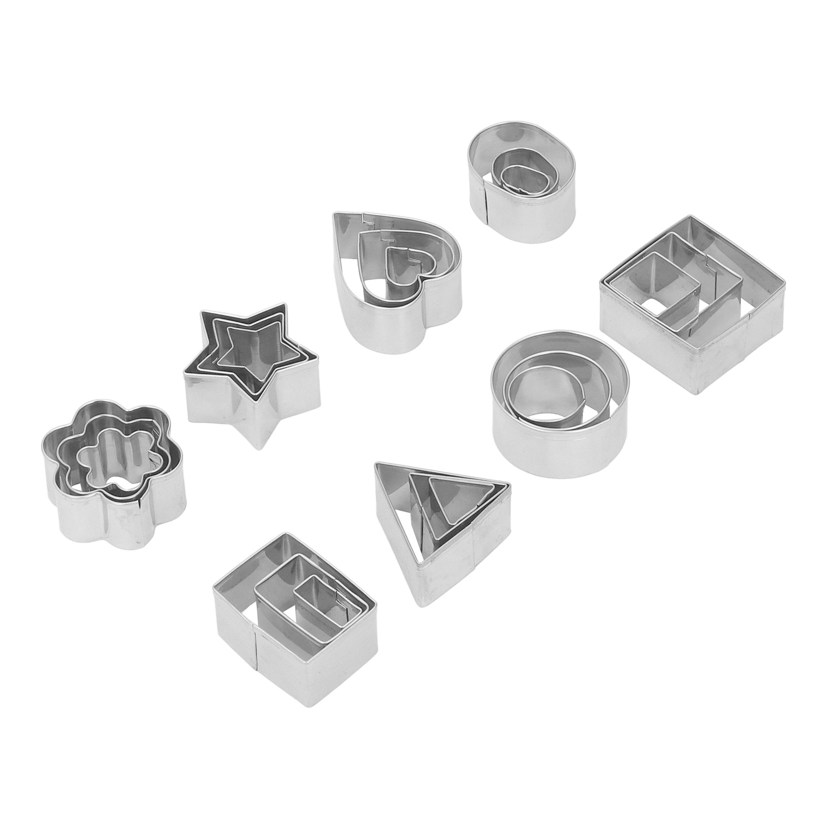 24-teiliges Keksausstecher-set Aus Edelstahl, Mini-ausstecher Aus Metall, Fondant-ausstecher, Geometrische Formen Für Kuchen Und Snacks