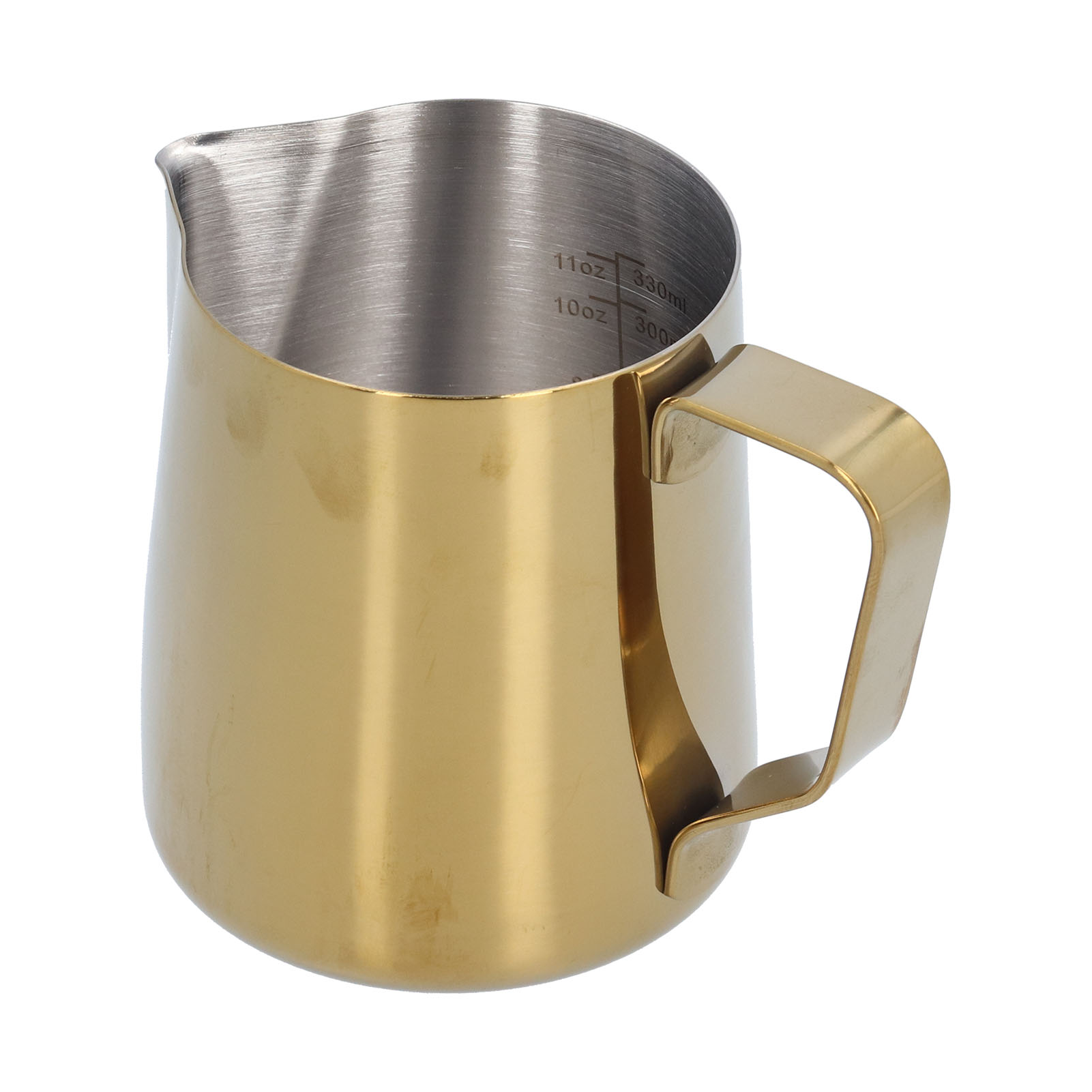 Milchaufschäumkännchen Aus Edelstahl 304 Mit Innenskala, Spitz Zulaufender Öffnung, Goldener Milchkrug Für Zuhause, 600 Ml (mit Etikett)