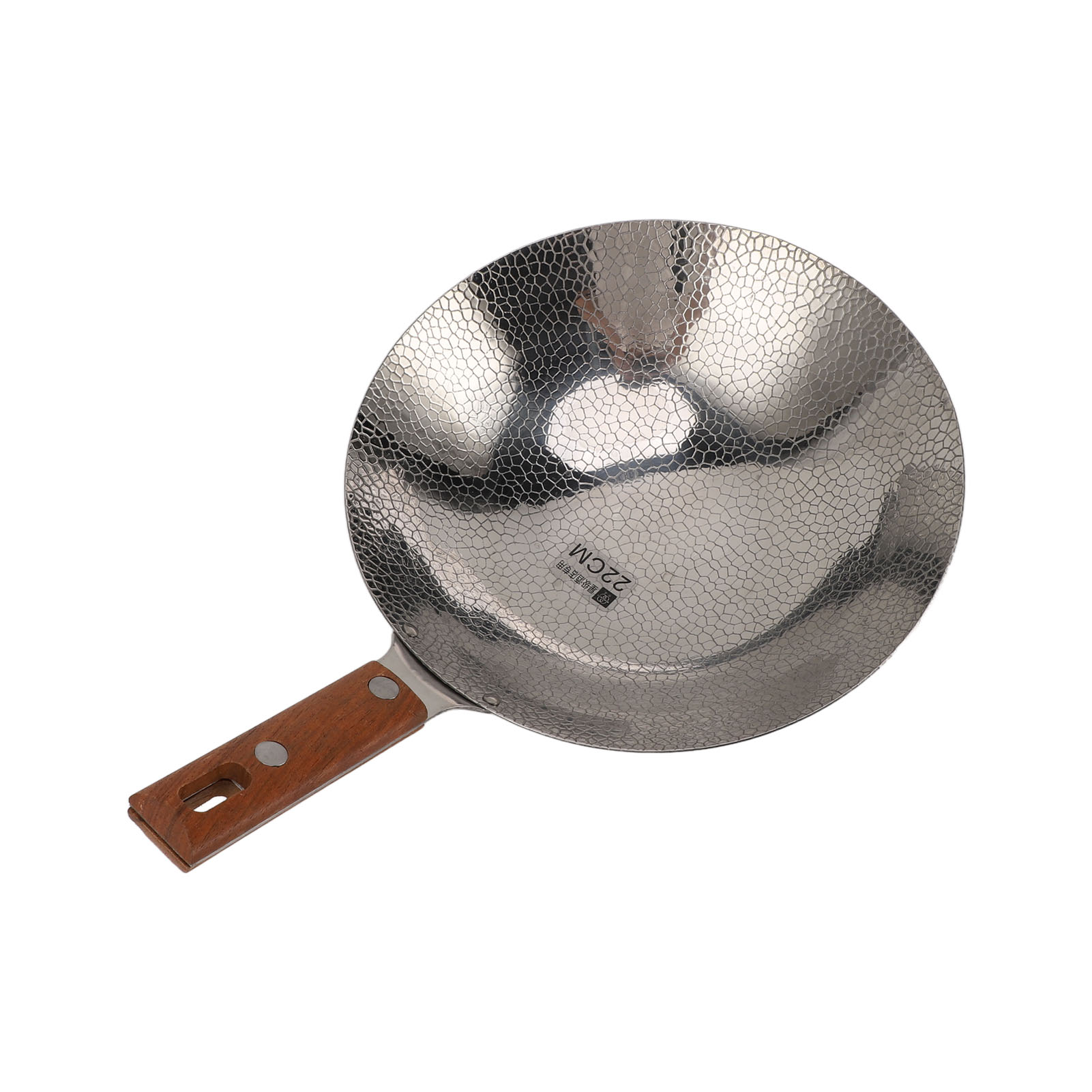 Bratpfanne Mit Holzgriff, Schnell Aufheizend, Edelstahl 304, Multifunktional, Antihaftbeschichtet, 22 Cm