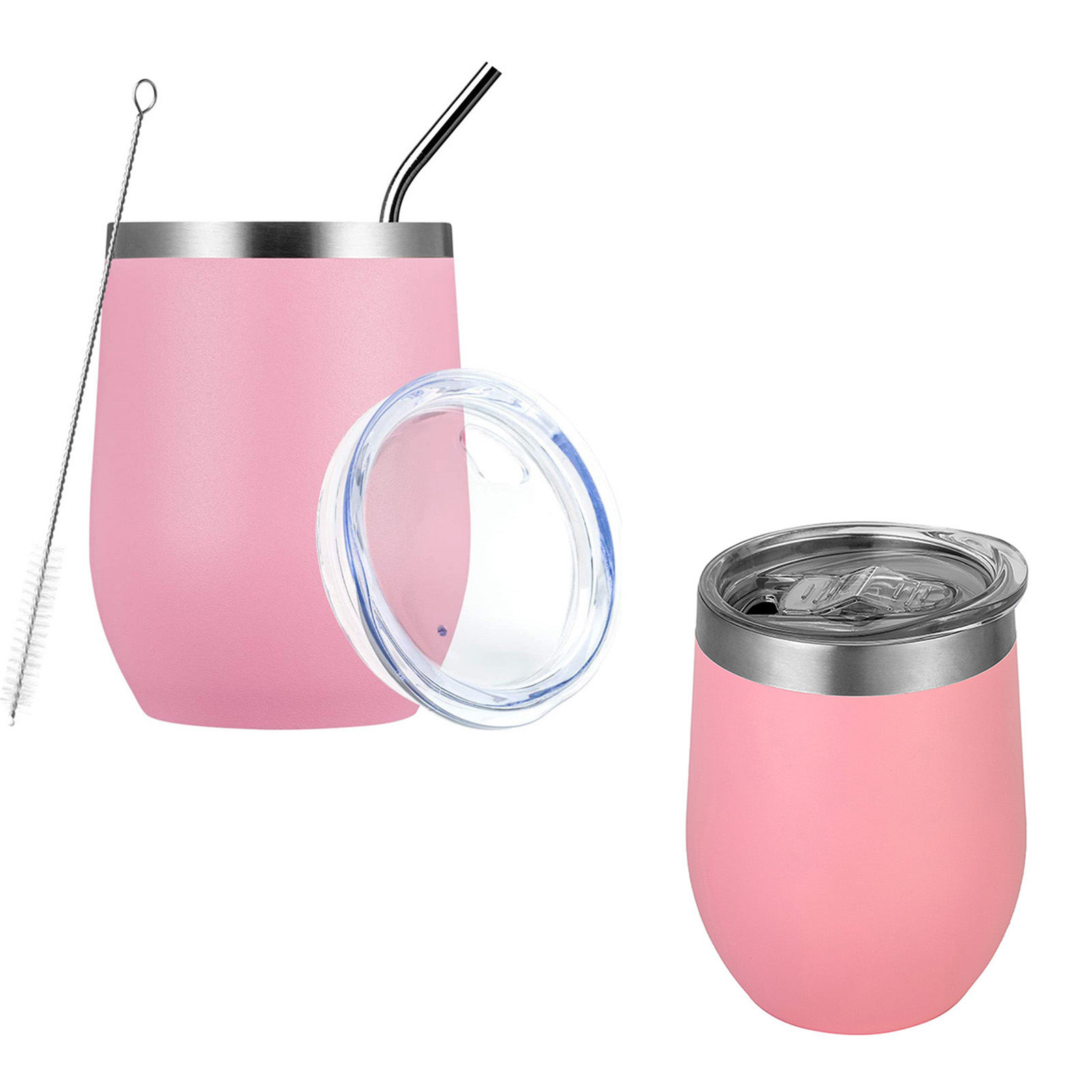 Edelstahl-thermobecher, Großes Fassungsvermögen, Rutschfest, Tragbar, Ideal Für Outdoor-aktivitäten, Rosa, 360 Ml (12 Oz)