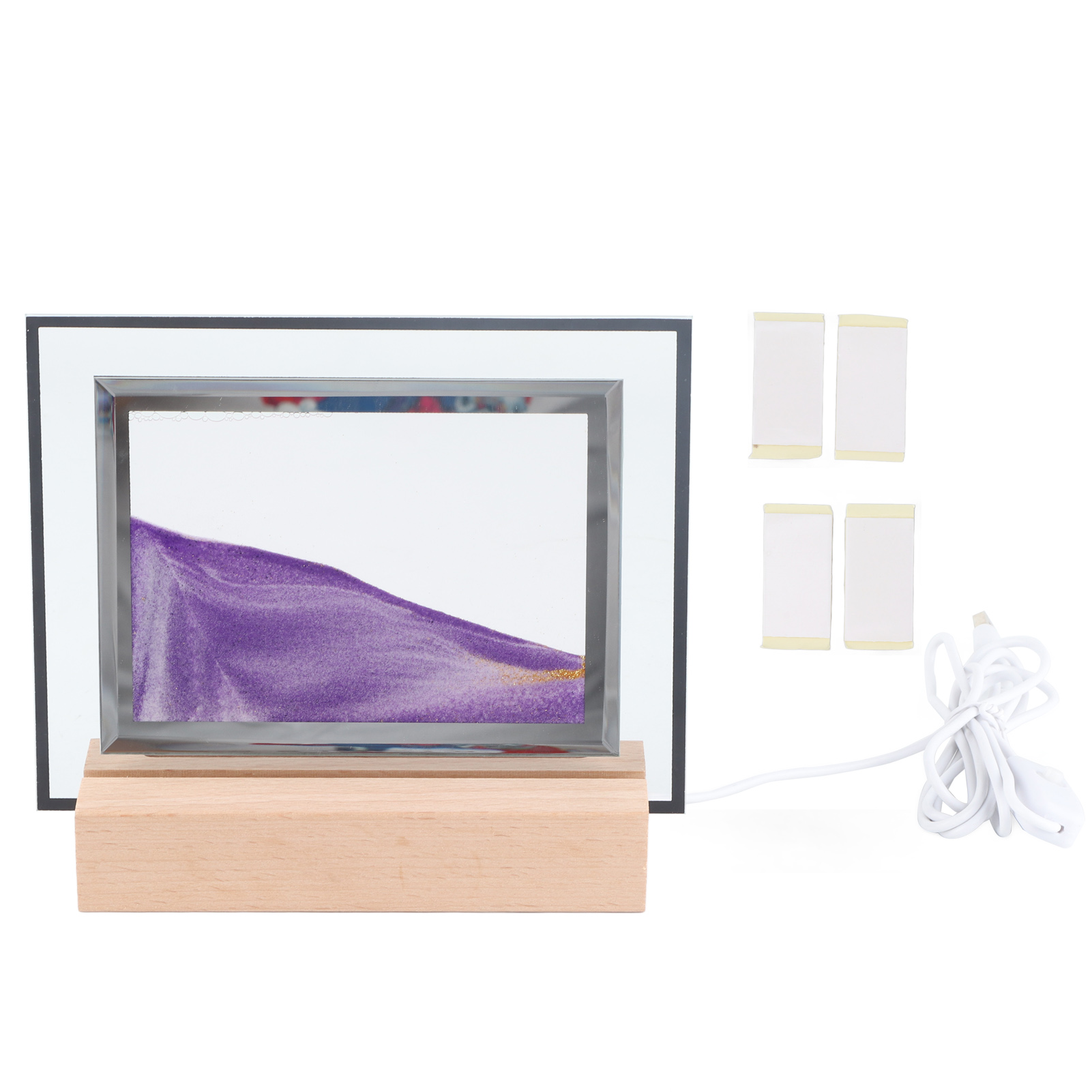 Bewegliches Sandbild-nachtlicht, Quadratisch, 3d-dynamische Sandmalerei-led-lampe, Entspannende Tischdekoration Für Zuhause Und Büro, Usb-betrieben