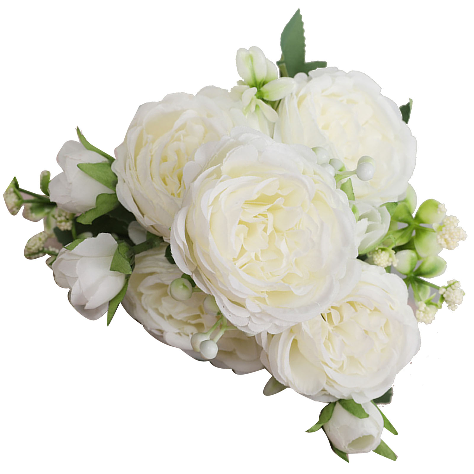 Bündel, 5 Köpfe Künstliche Persische Rosen, Handgebundener Rosenstrauß Für Hochzeiten, Wohnzimmerdekoration, Weiß