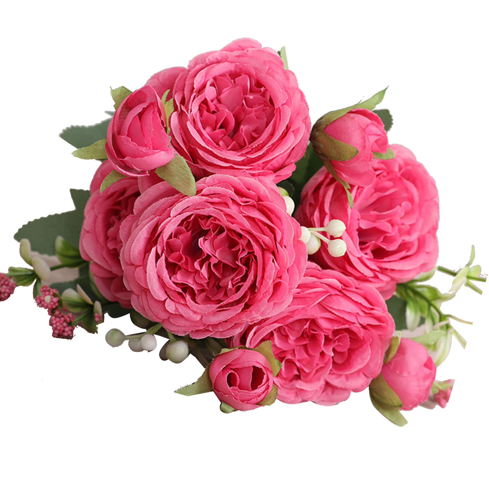 3 Bündel, 5 Köpfe Künstliche Persische Rosen, Handgebundener Rosenstrauß Für Hochzeiten, Wohnzimmerdekoration, Rosenrot