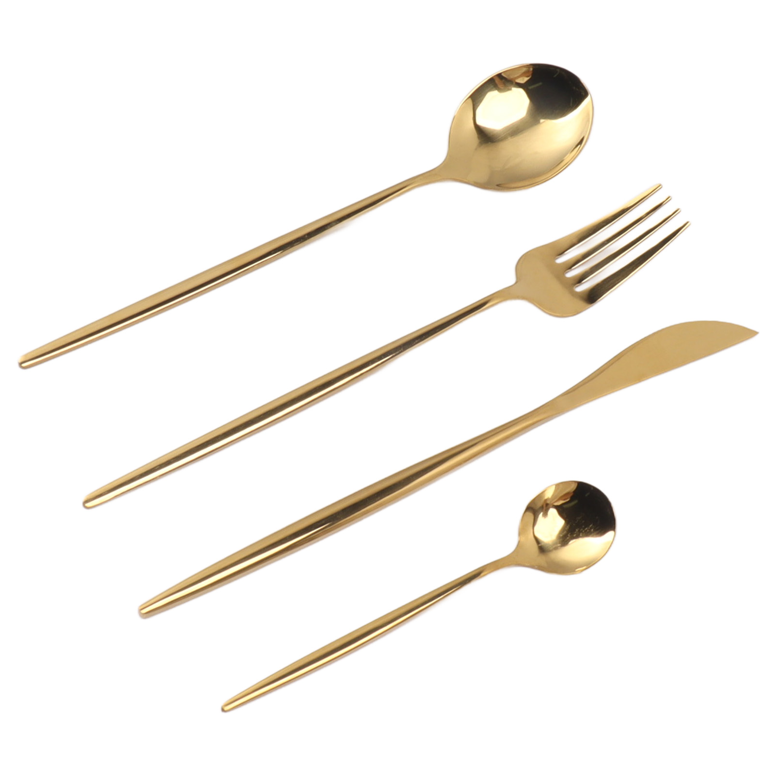 4-teiliges Besteckset, Hochglanzpoliert, Restaurant- Und Haushaltsbesteck, Gold
