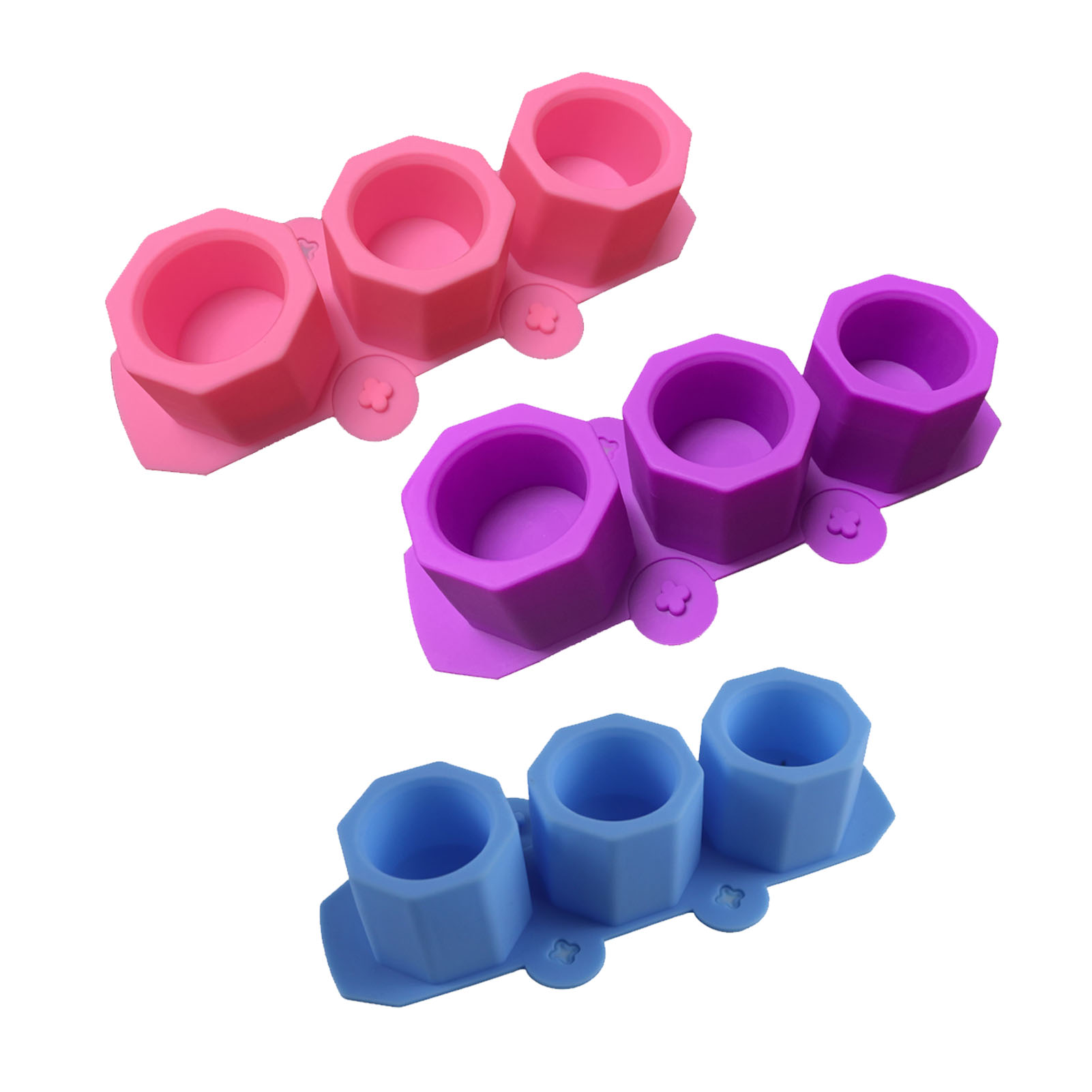 3-teiliges Silikon-pflanzgefäß-set Zur Herstellung Von Betonblumentöpfen Für Sukkulenten (diy) In Blau, Rosa Und Lila