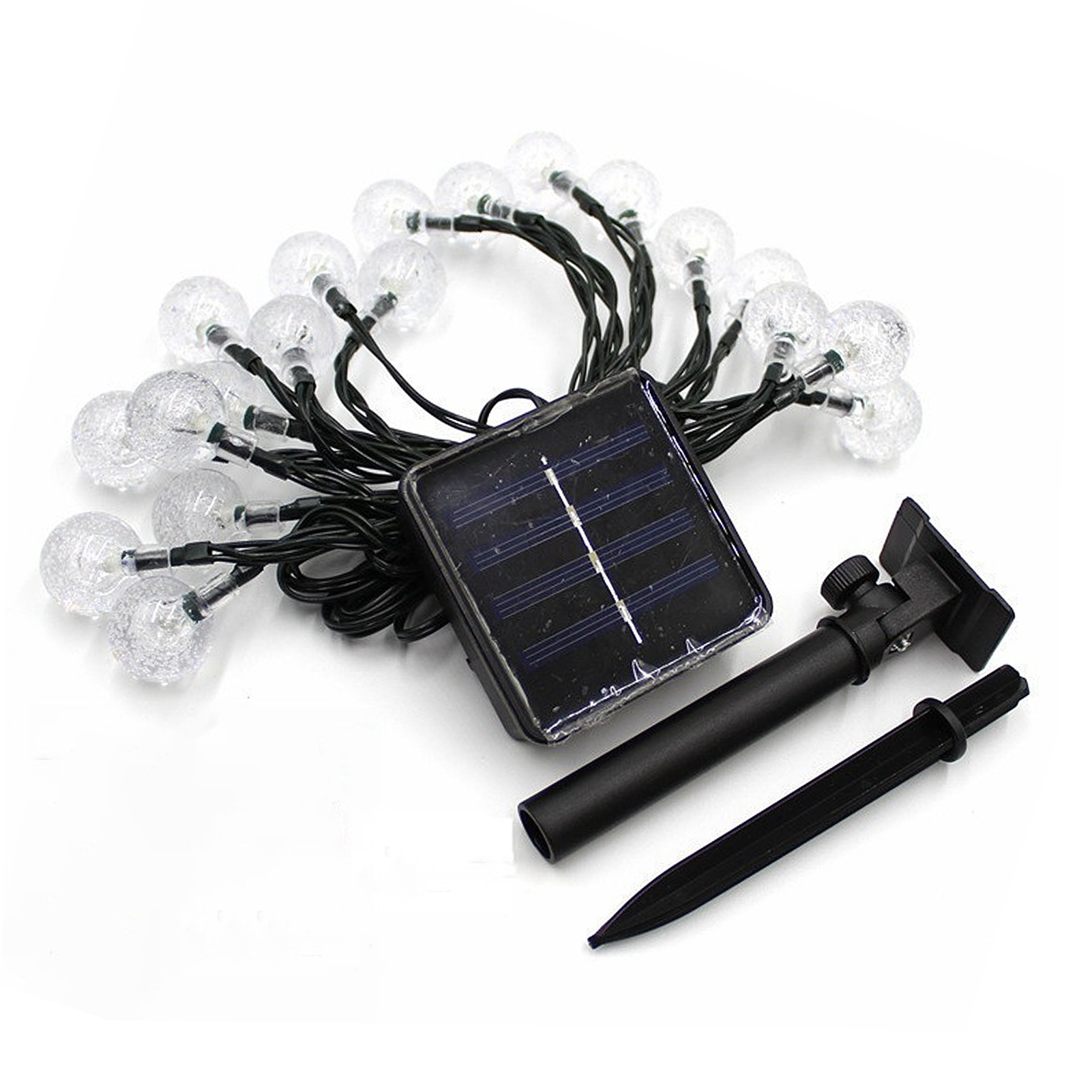 Solarbetriebene Lichterkette Mit Kugelmotiven, 5 M Lang, 20 Leds, Wasserdicht, Für Terrasse Und Garten, Warme Beleuchtung