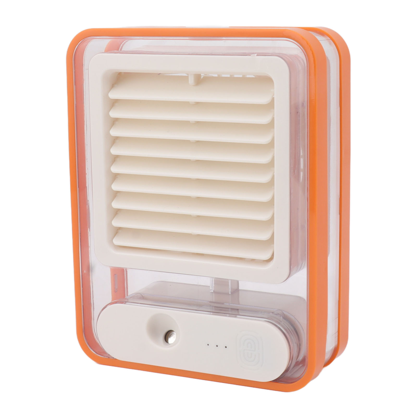 Tragbarer Mini-tischluftkühler Mit Usb-ladefunktion, Orange, Leiser Ventilator Mit Farbigem Nachtlicht