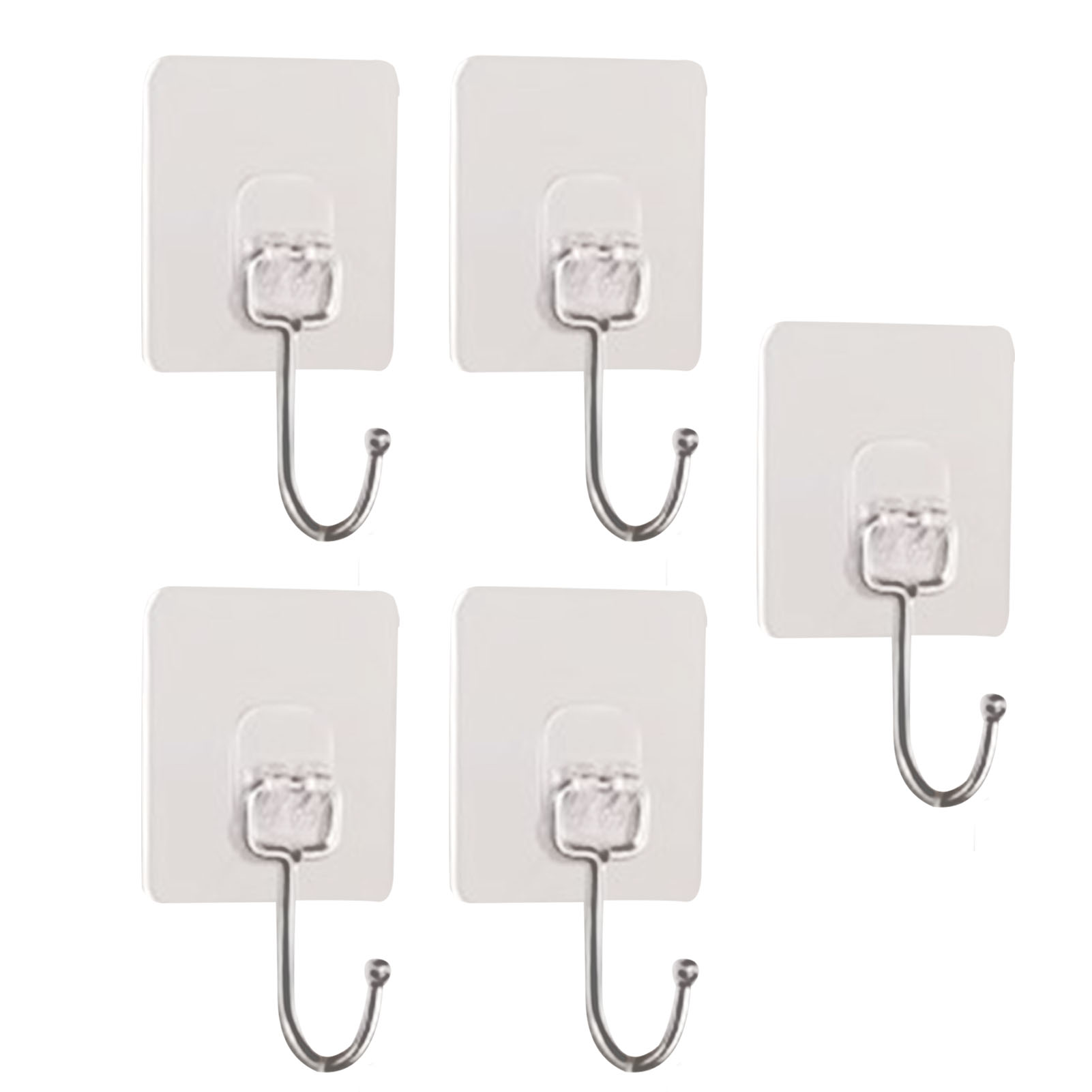 5 Stück Selbstklebende Haken Zum Aufhängen Von Robusten, Transparenten Und Nahtlosen Wandhaken Aus Edelstahl Und Abs Für Schlafzimmer, Wohnzimmer, Küche Und Badezimmer.