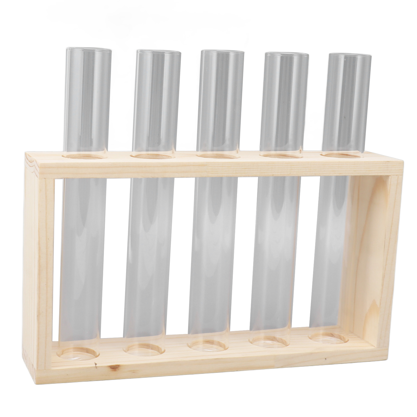 5-reagenzglas-pflanzenterrarium, Transparent, Zur Beobachtung Des Wachstumsstatus, Wasserbehälter Mit Holzständer Für Kräuter Und Stämme