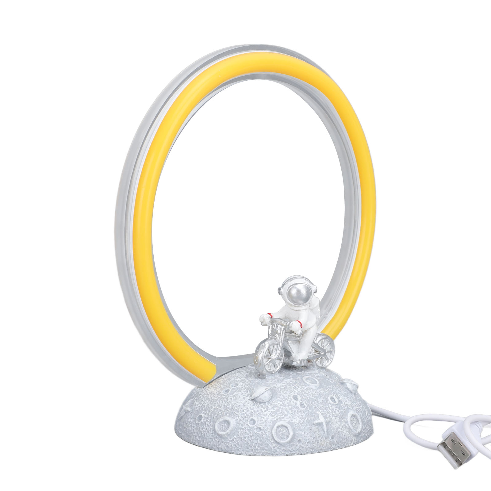 Kleine Gelbe Mini-led-tischleuchte Im Astronauten-design, 5v