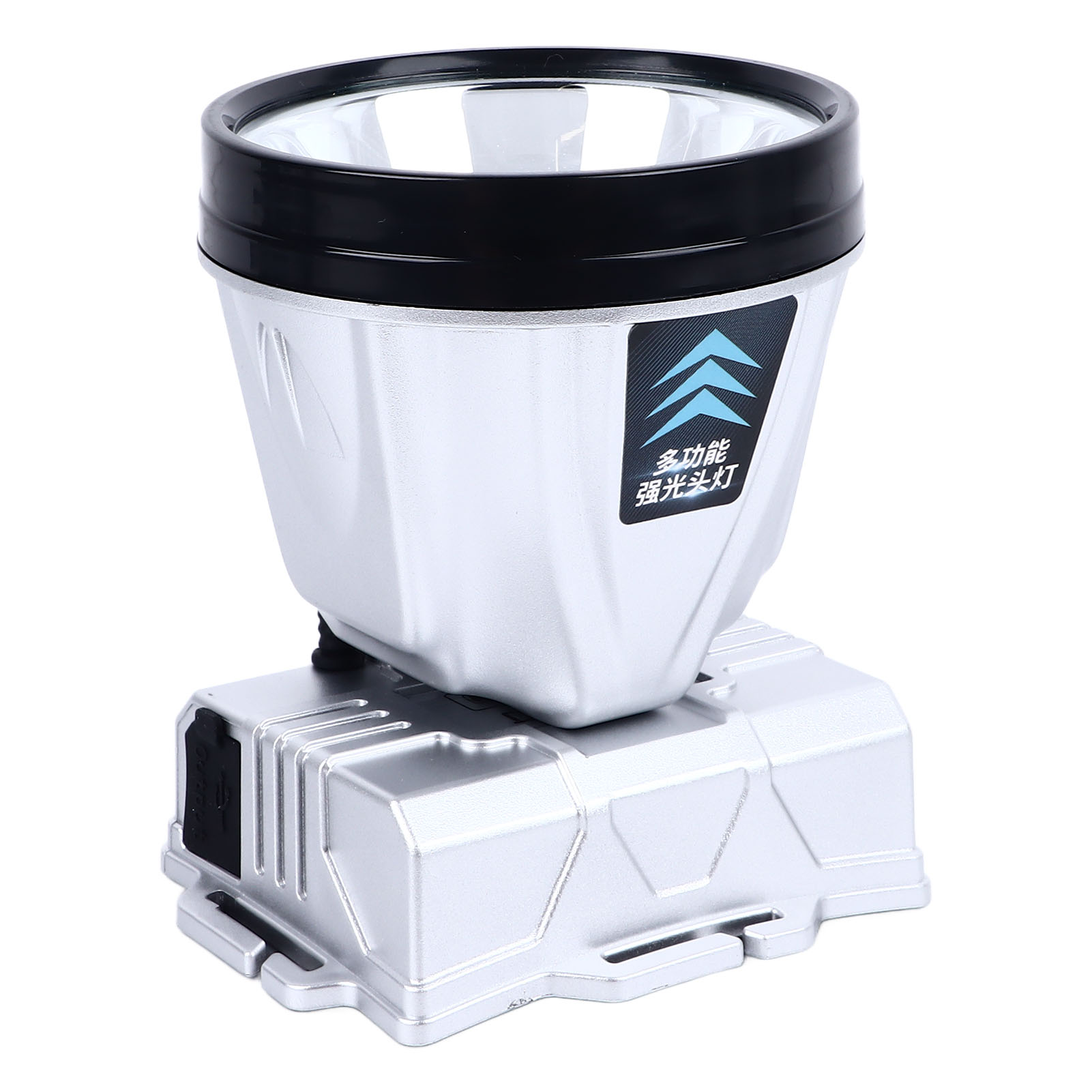 Superhelle Stirnlampe Mit Akkuanzeige, 1600 Mah, Silberfarben, Wasserdicht, 2 Dimmstufen, Wiederaufladbar, Tragbar, Ideal Zum Angeln, Gelbes Licht