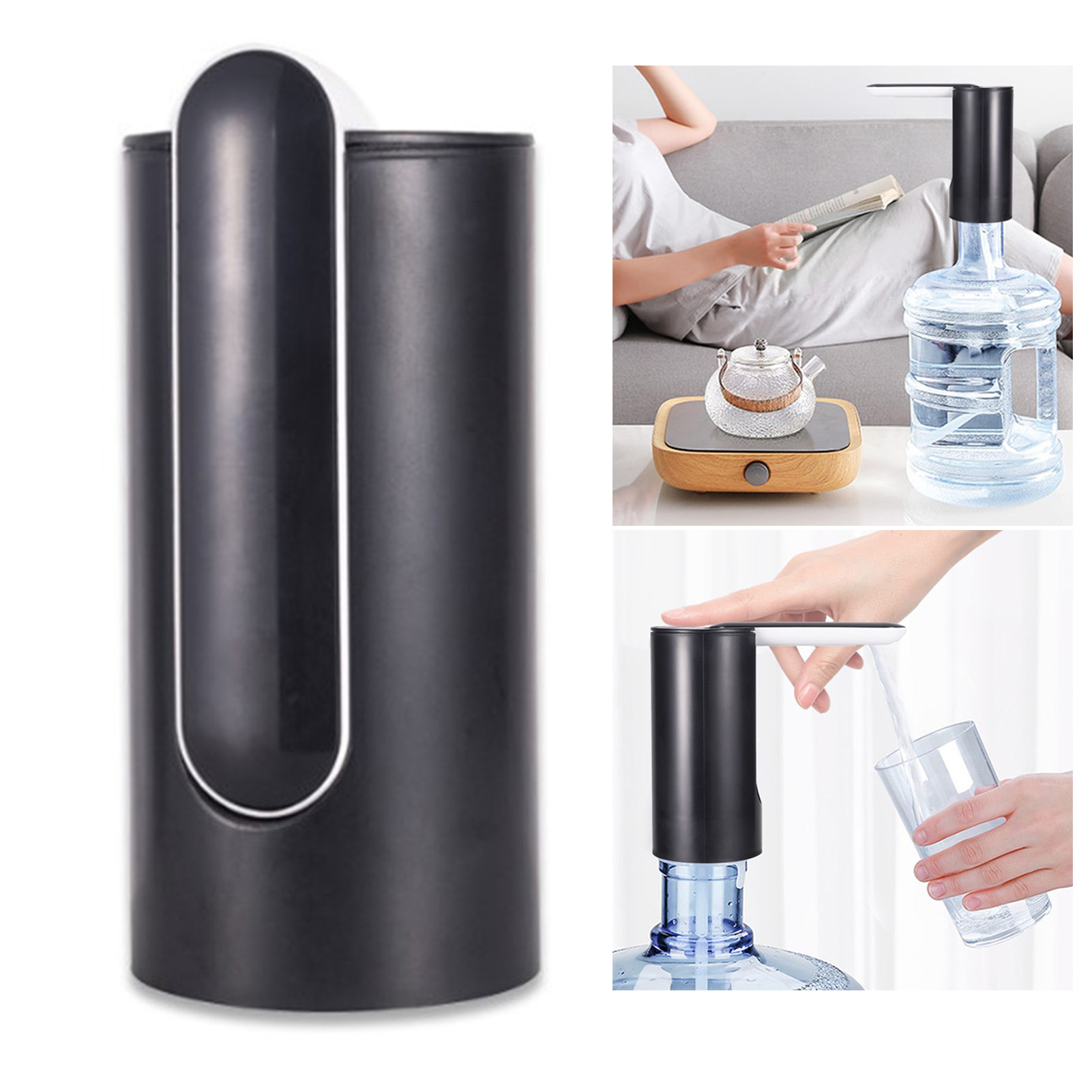Faltbarer, Usb-aufladbarer, Automatischer, Tragbarer Elektrischer Wasserspender Mit Pumpe, Schwarz, 4 W