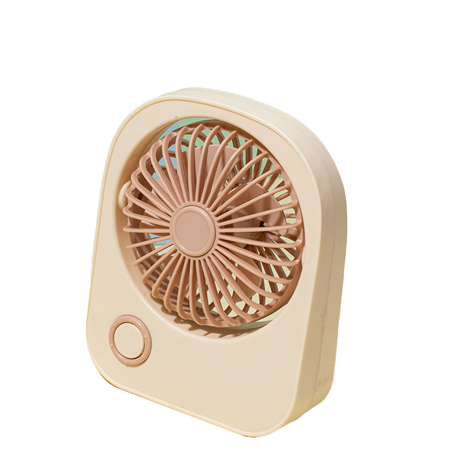 Kleiner, Tragbarer Tischventilator Mit 115° Windrichtungsverstellung, Niedlicher Mini-ventilator Für Studenten, Beige